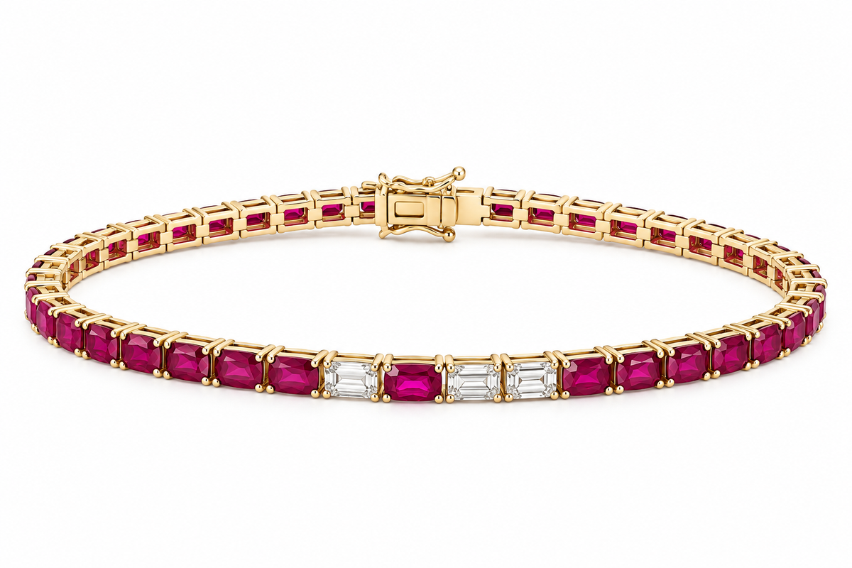 Baguette and Diamond Tennis Bracelet