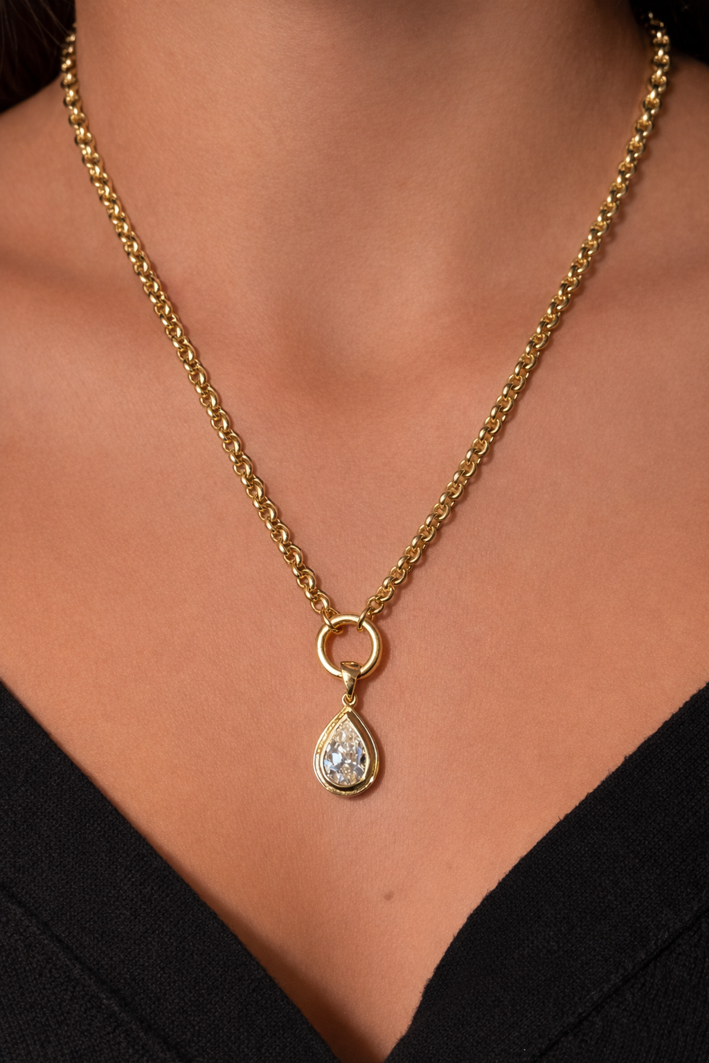 The Ray Pear Drop Charm on Chain