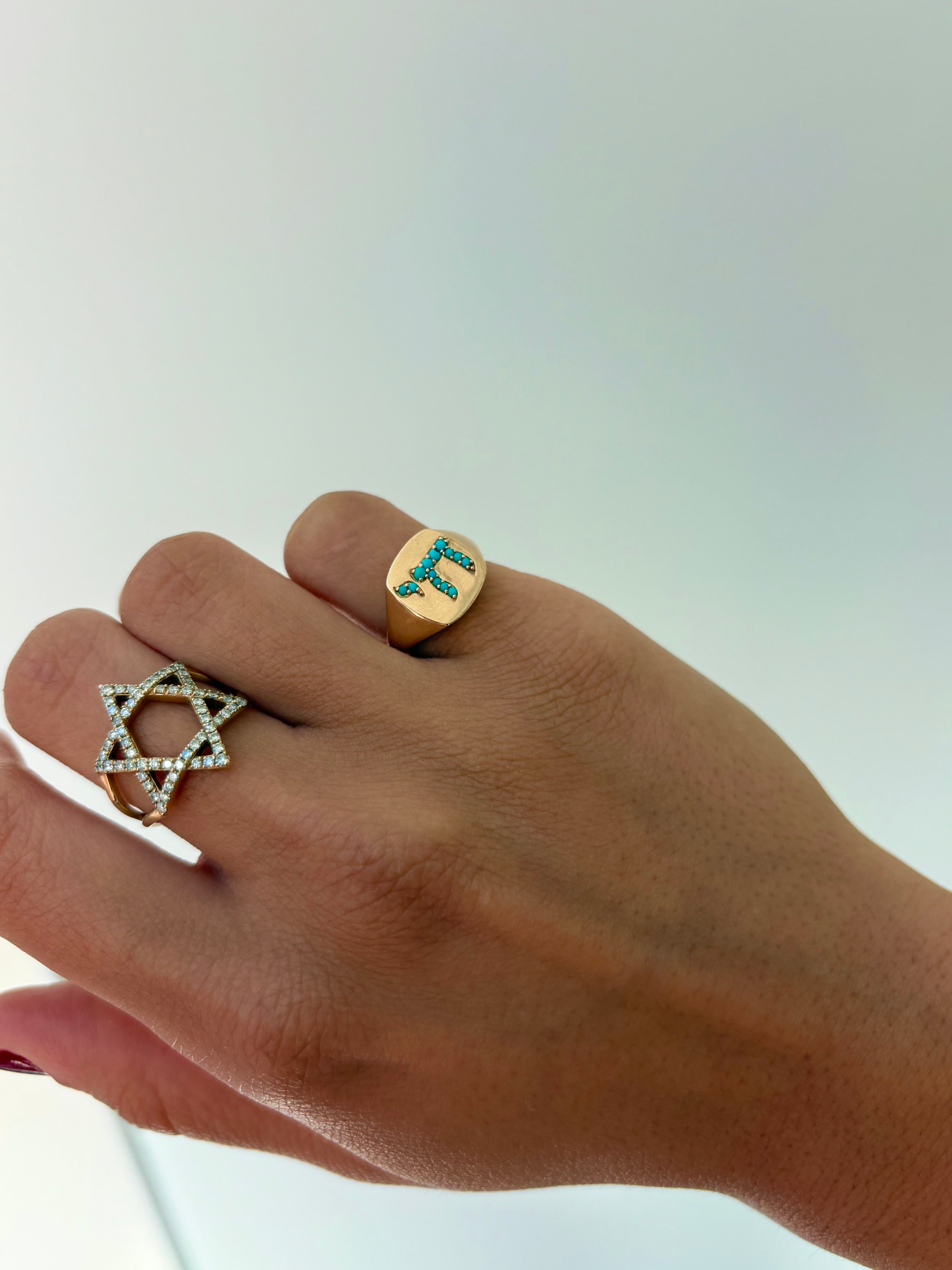 The L'Chaim Turquiose Signet Pinky Ring