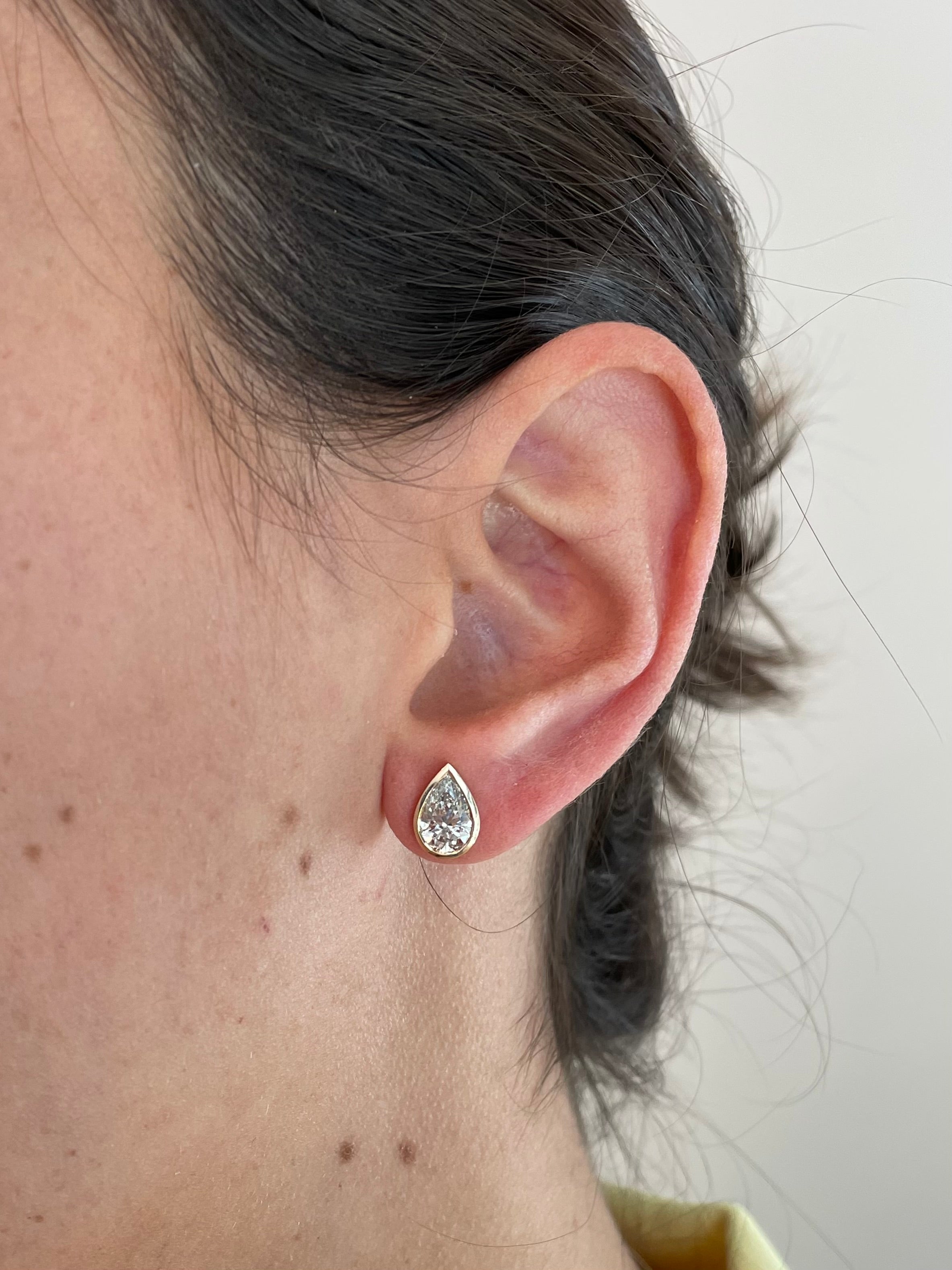The Ray Pear Bezeled Studs