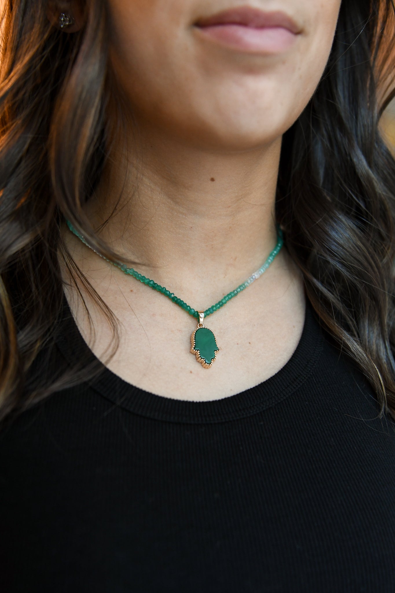 The Full Moon Malachite Charm Necklace on Colorful Gemstone Chain (Mix & Match Options)
