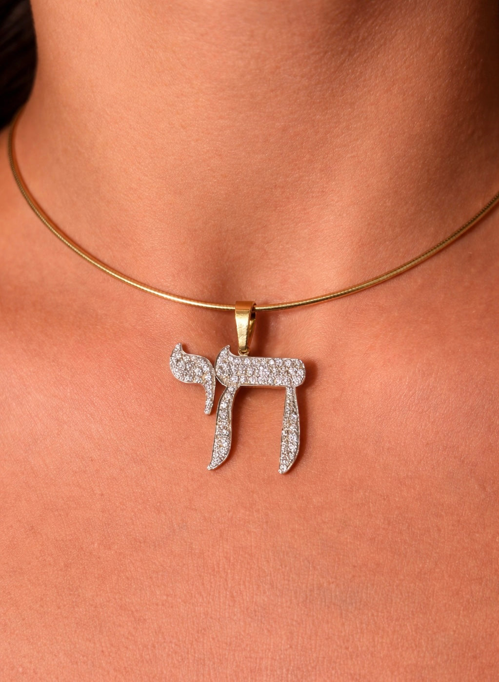 The Big Mamaleh L'Chaim Necklace on Halo Chain