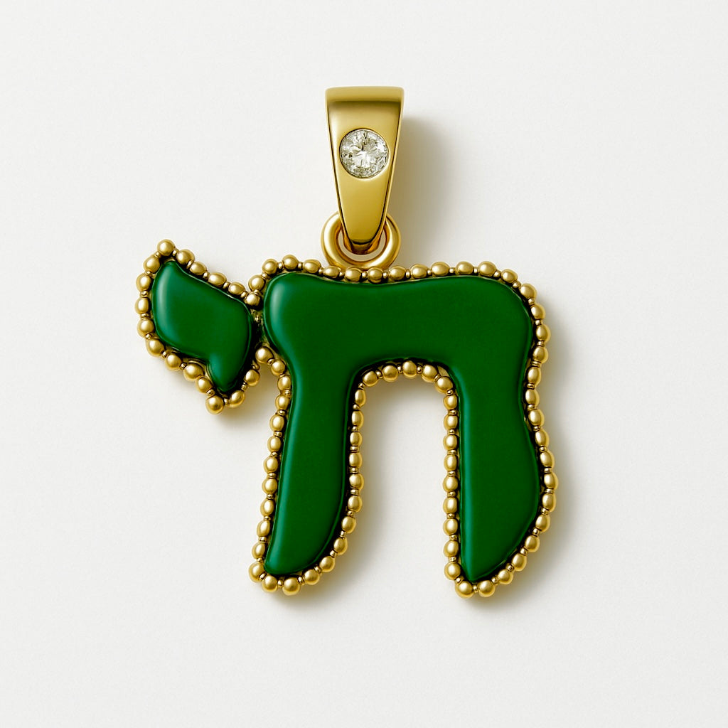 The Full Moon L'Chaim Charm in Malachite