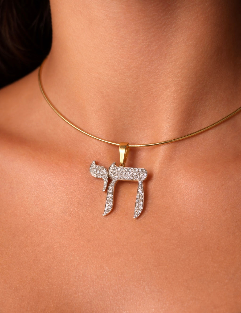 The Big Mamaleh L'Chaim Necklace on Halo Chain