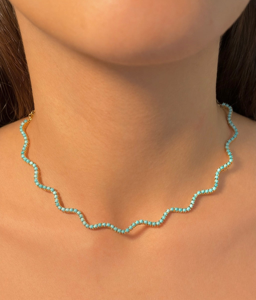 The Turquoise Wave Tennis Necklace