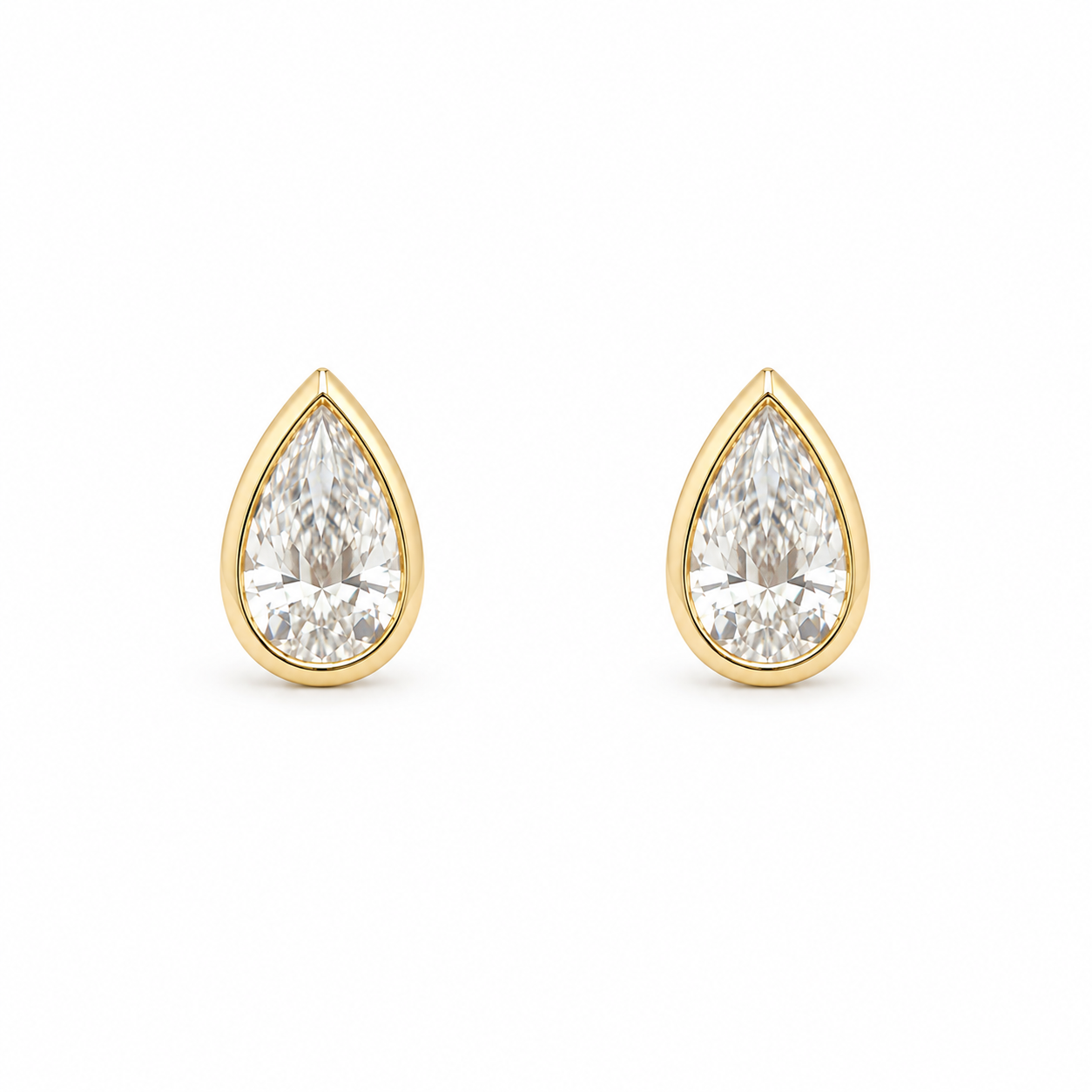 The Ray Pear Bezeled Studs