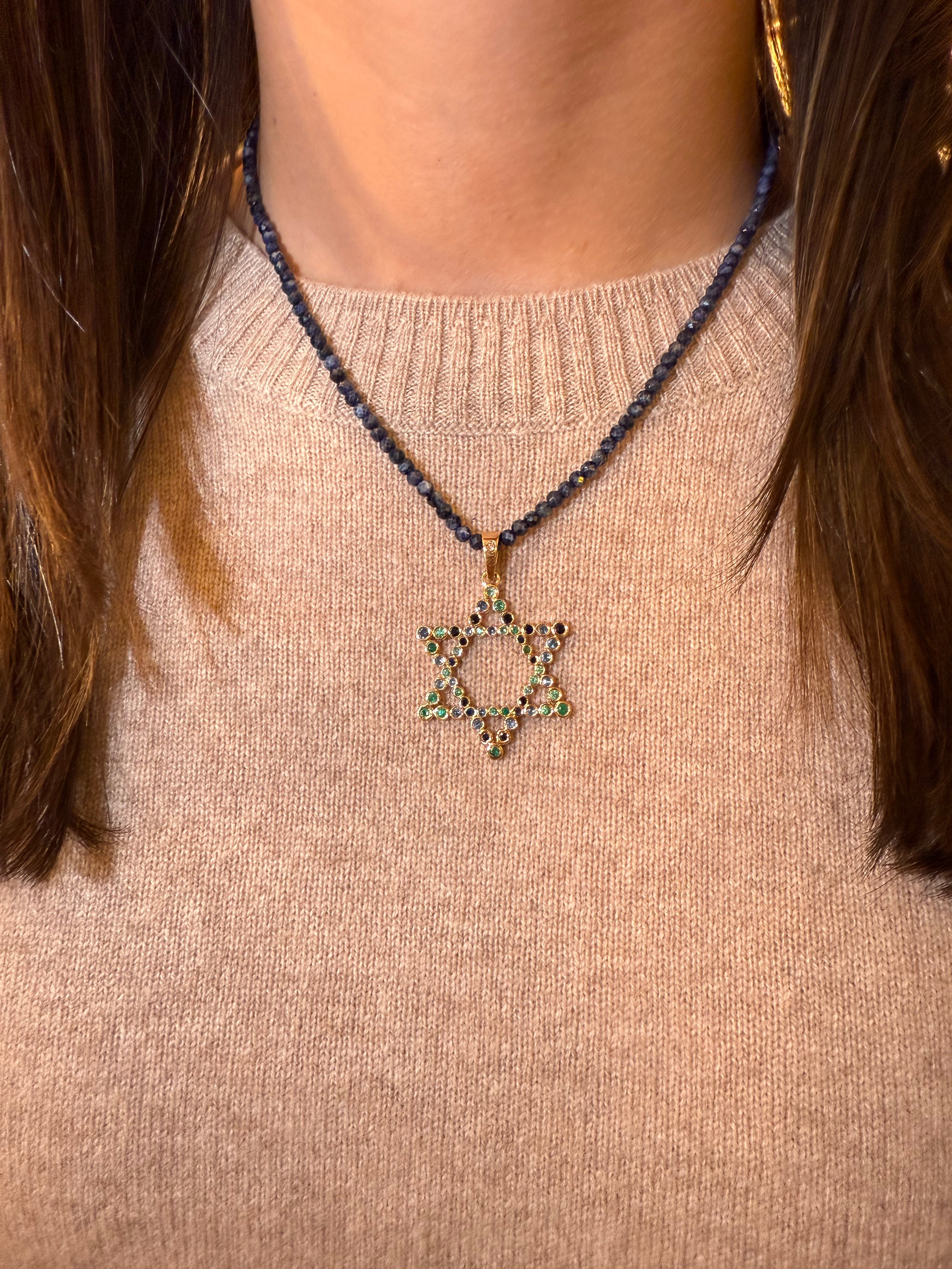 The Shoshanna Mazel Necklace on Colorful Gemstone Chain (Mix & Match Options)