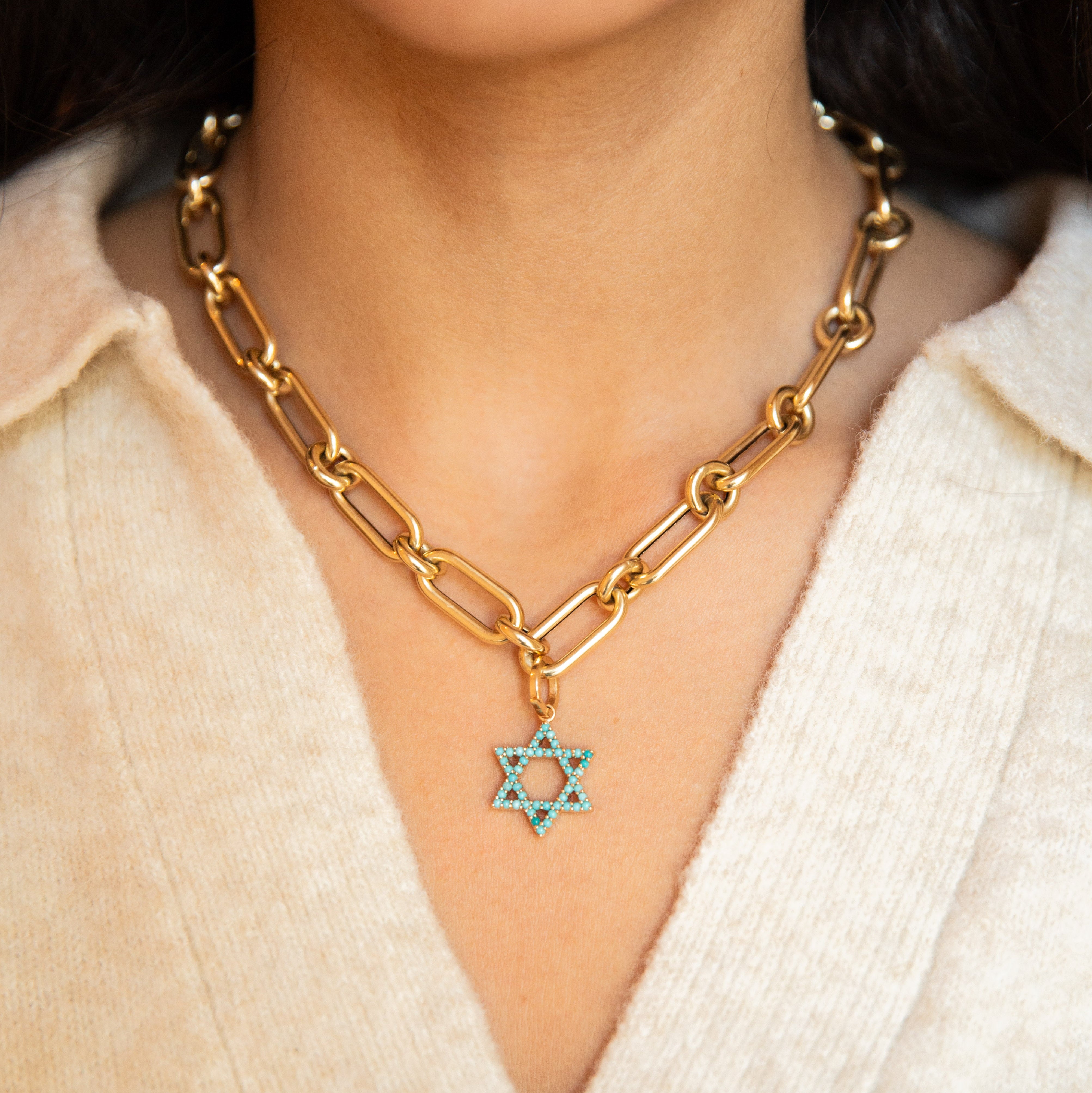 The Turquoise Mazel Charm Necklace