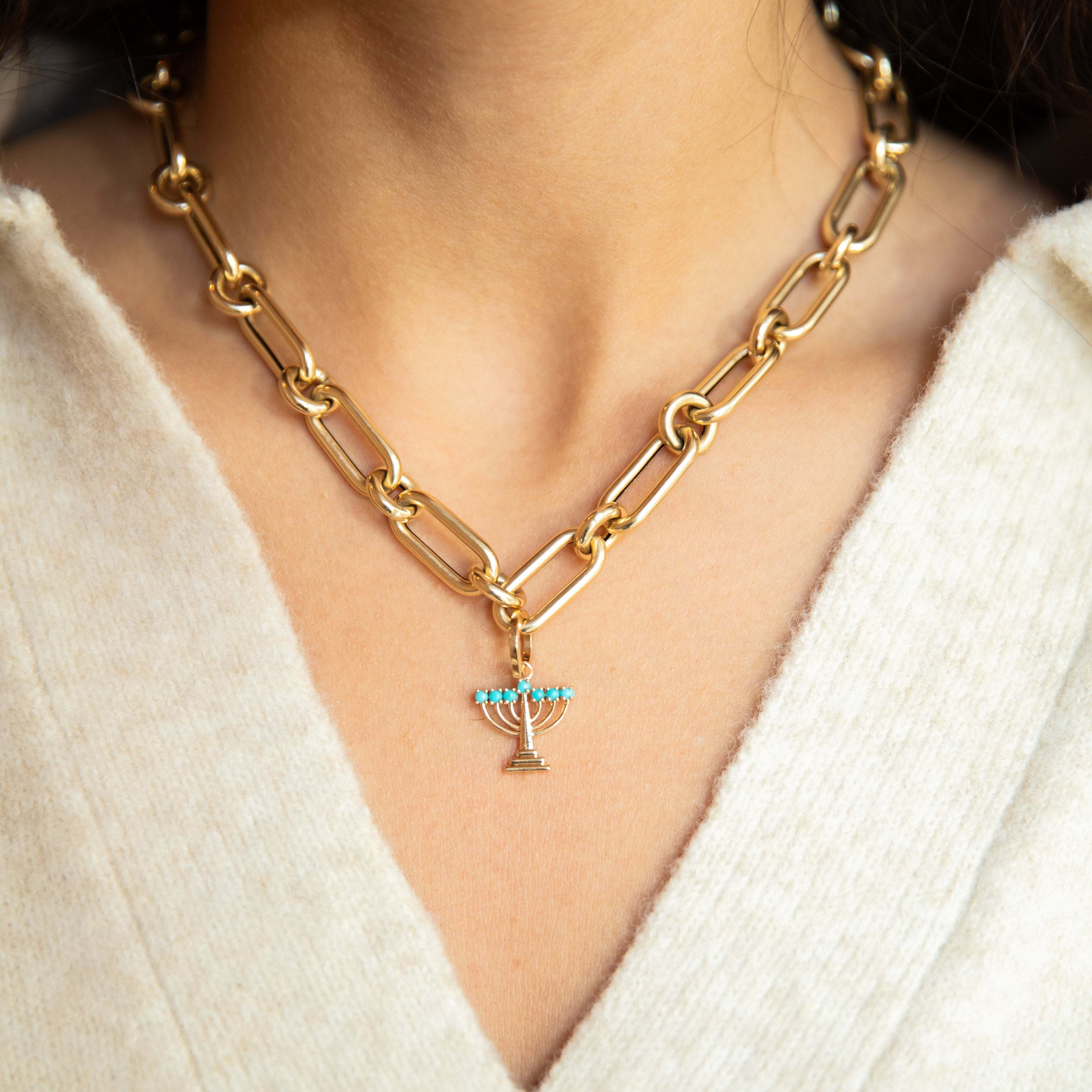 The Turquoise Mazel Charm Necklace