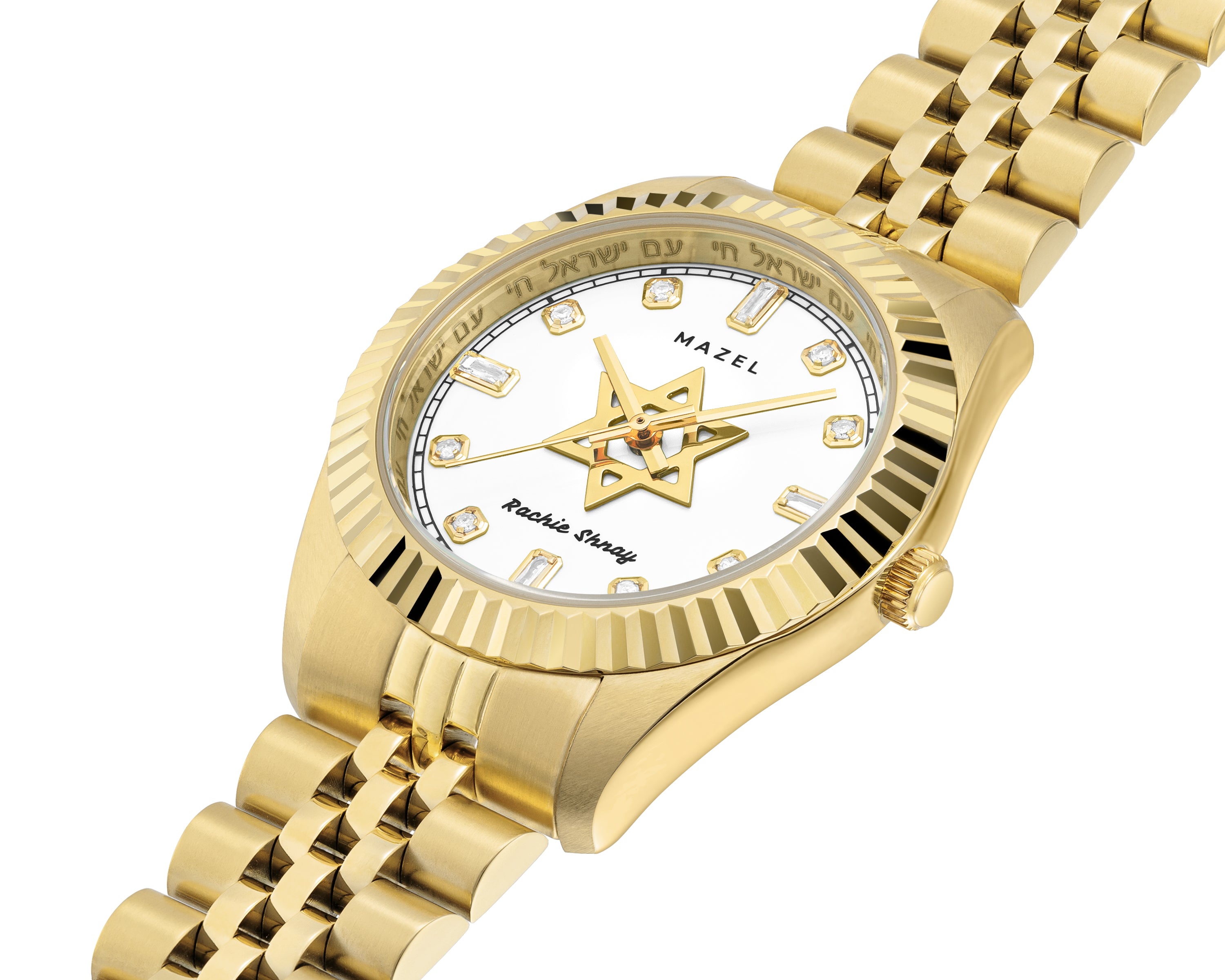 The Diamond Mazel Watch - Yellow Gold, White Dial