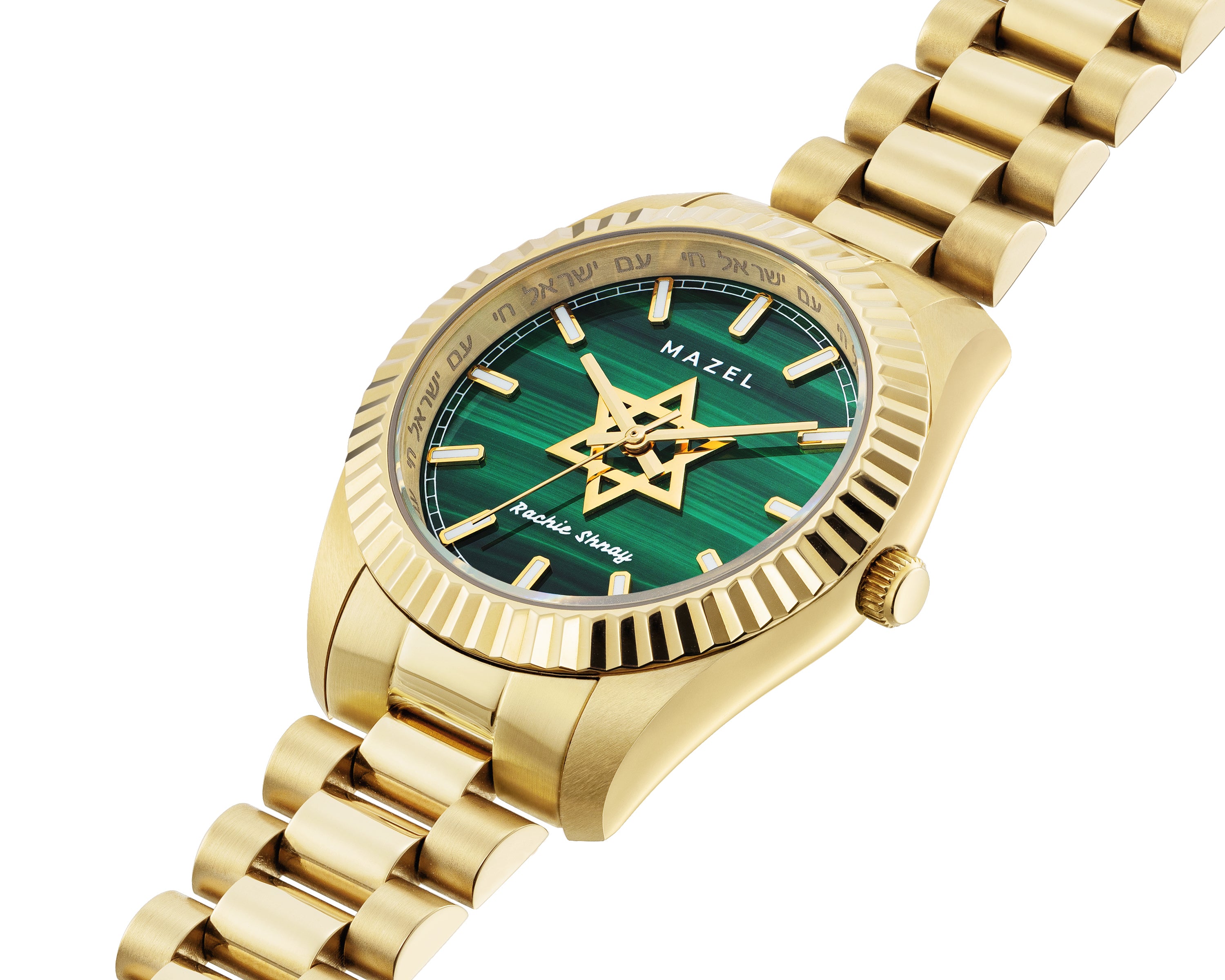 The Mazel Watch - Yellow Gold, Malachite Dial