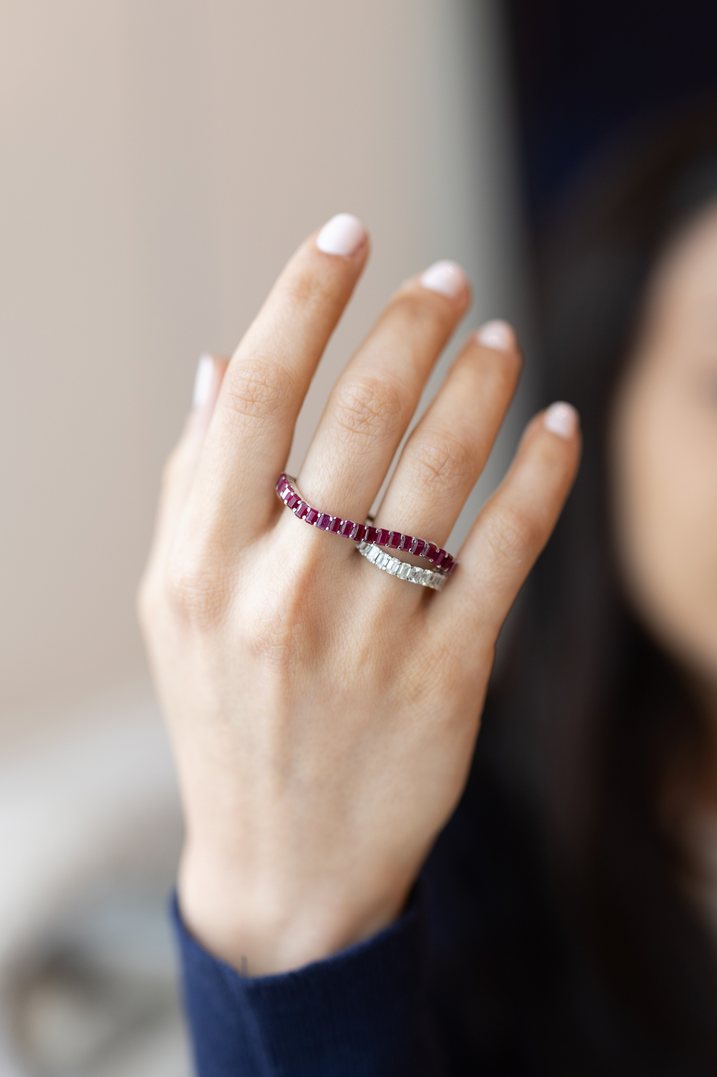 Colored Diamond Row Ring
