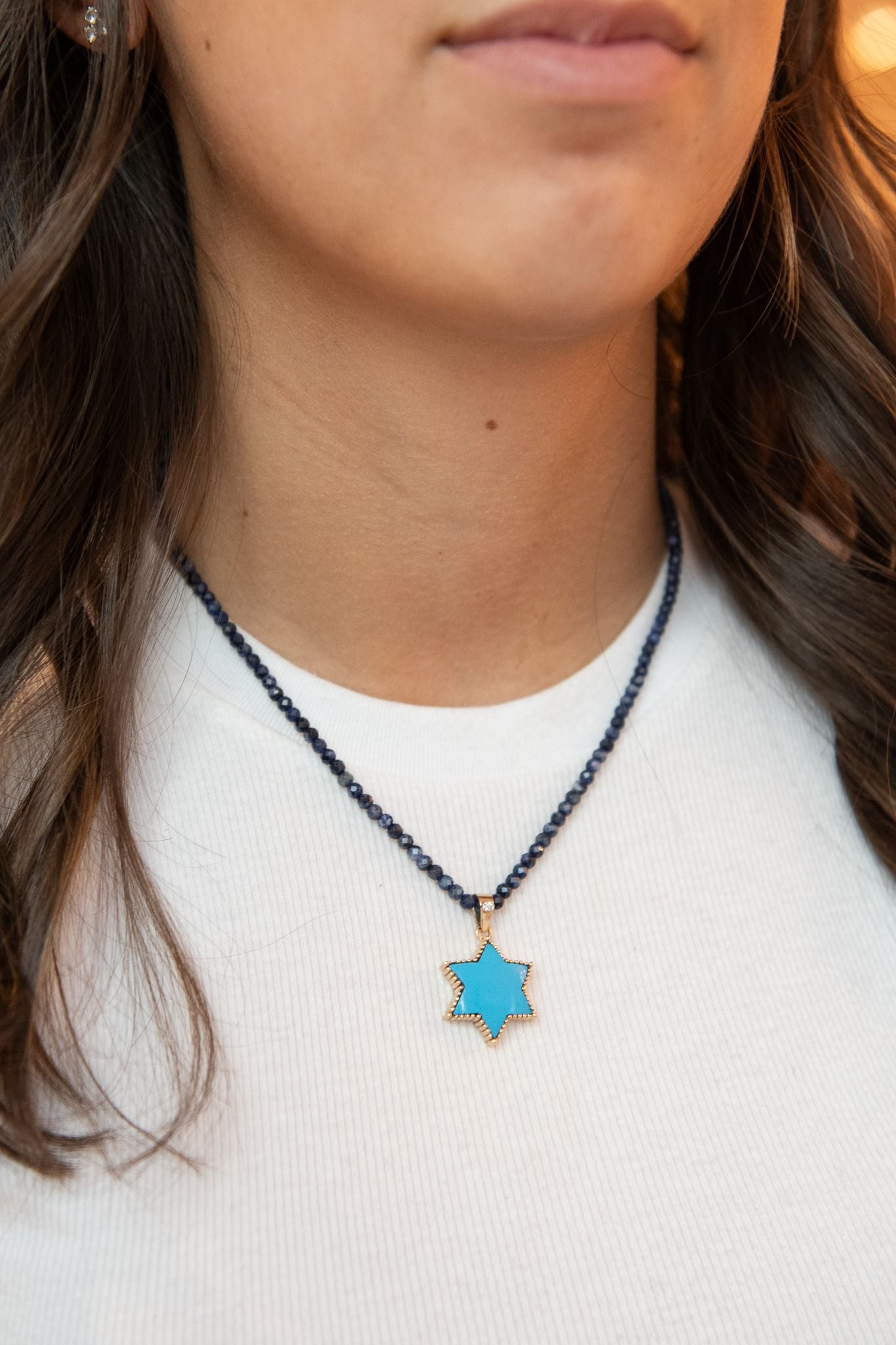 The Full Moon Turquoise Charm on Colorful Gemstone Chain (Mix & Match Options)