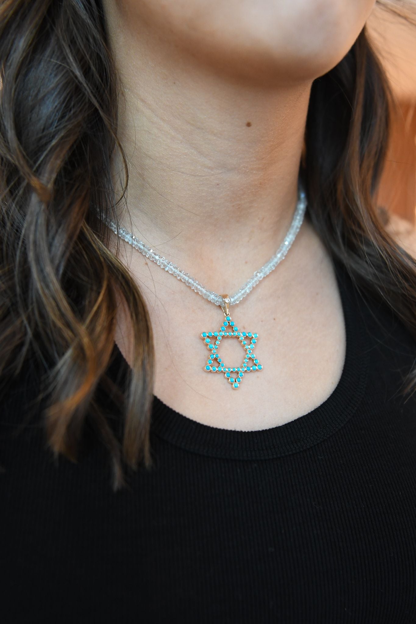 The Shoshanna Mazel Necklace on Colorful Gemstone Chain (Mix & Match Options)