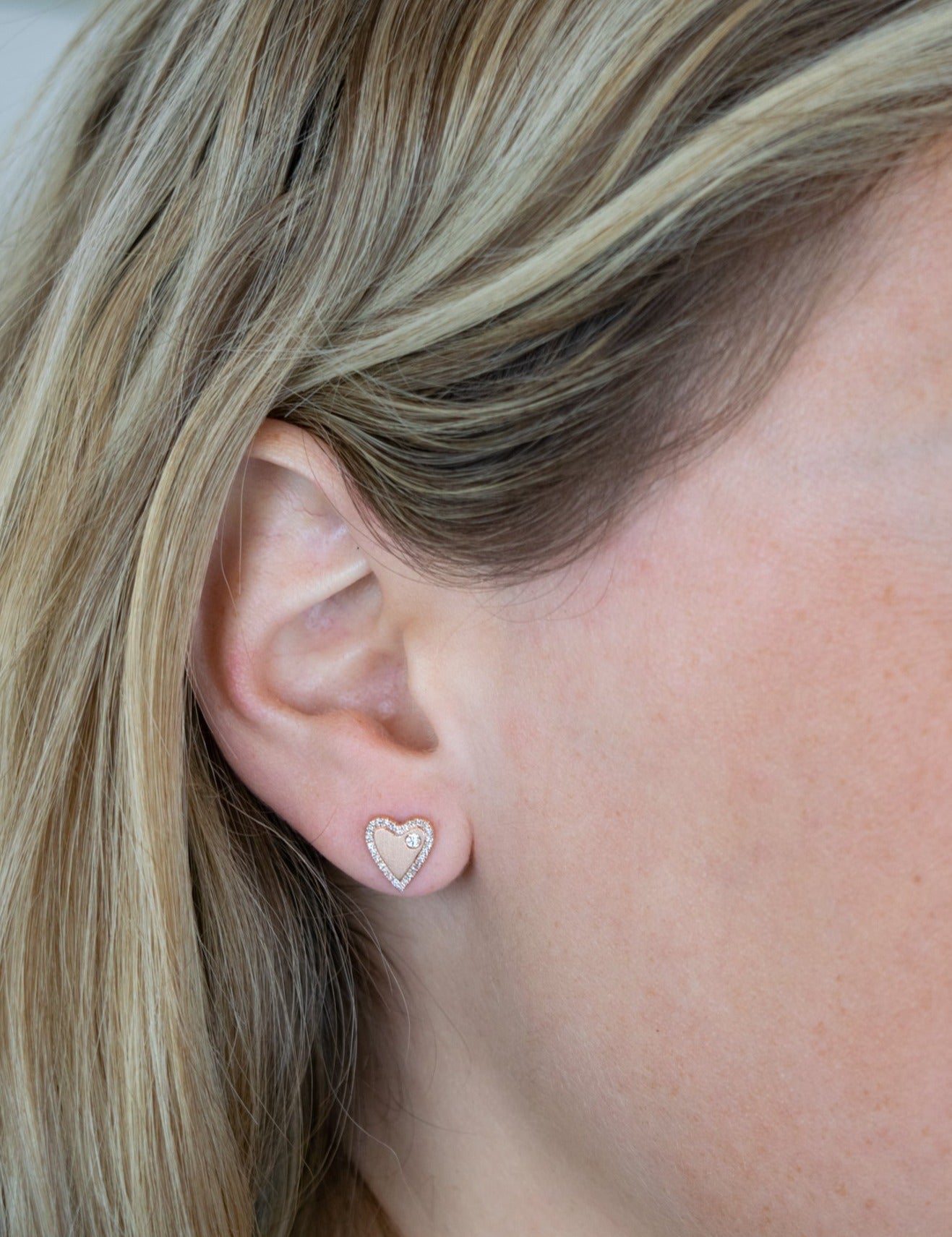 Gold & Diamond Heart Earrings