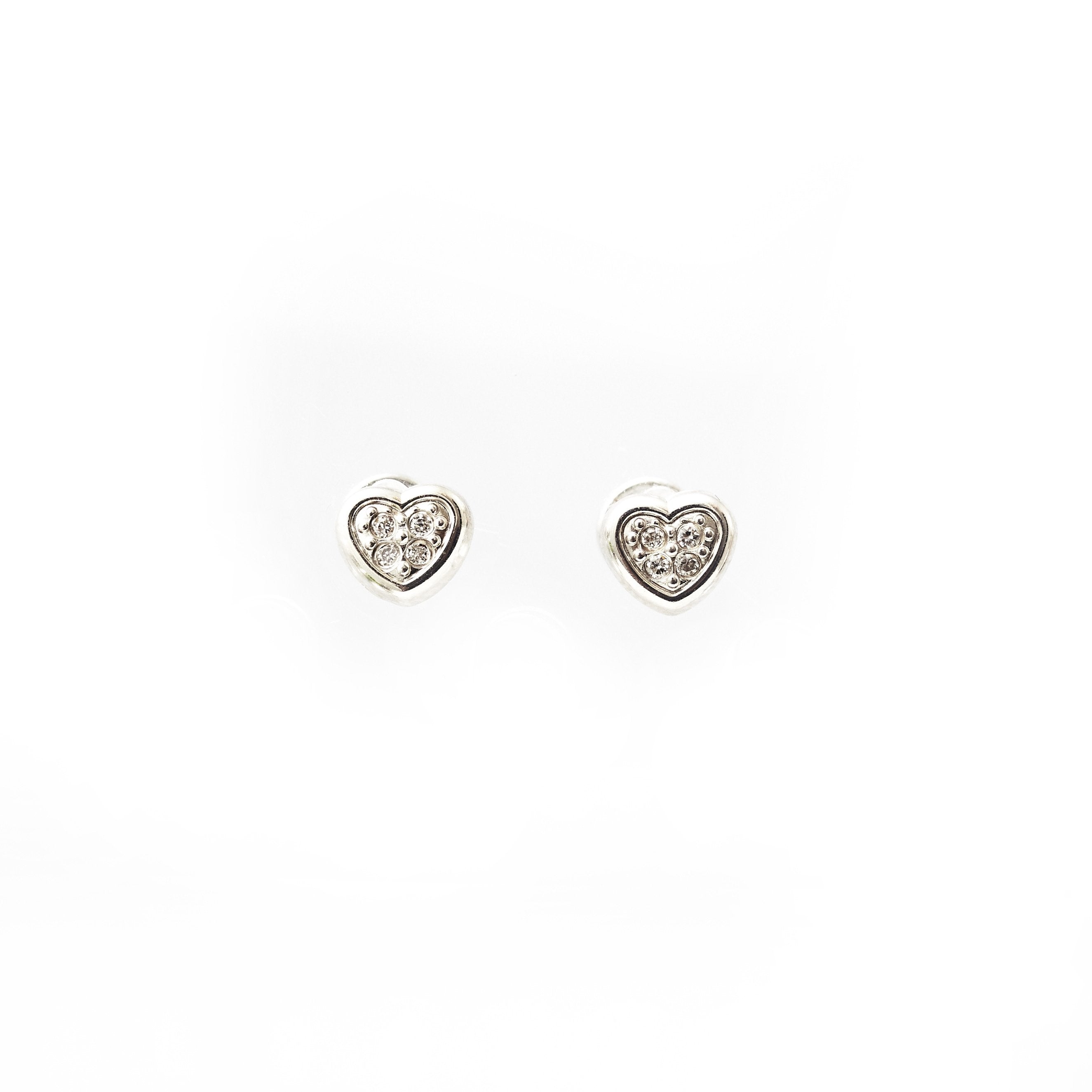 Baby Diamond Heart Bezel Screw Back