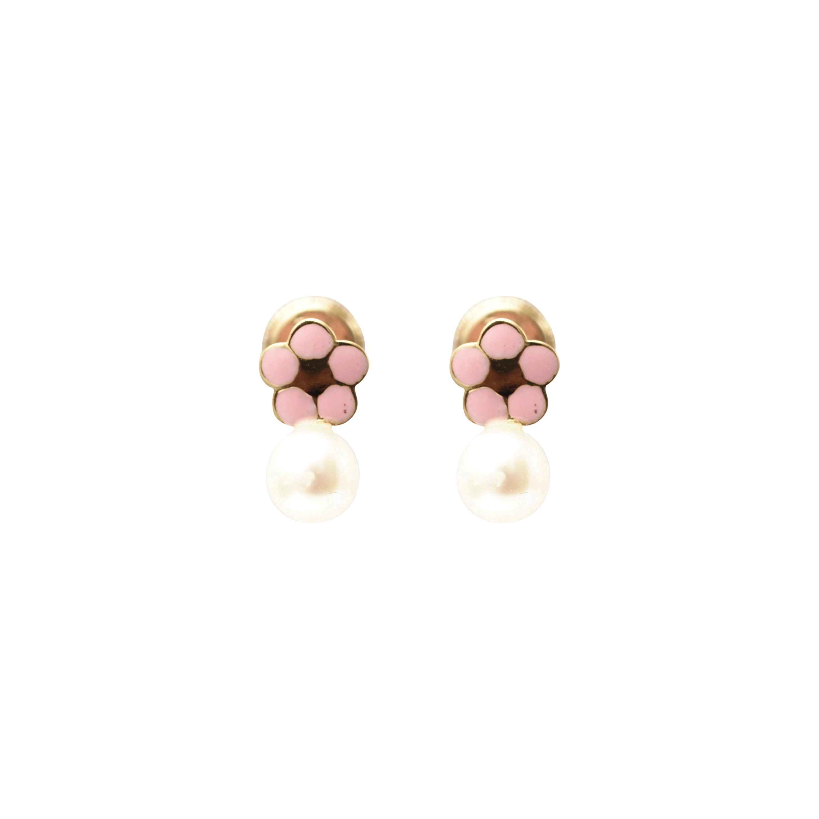 Baby Fay Flower & Pearl Screw Backs