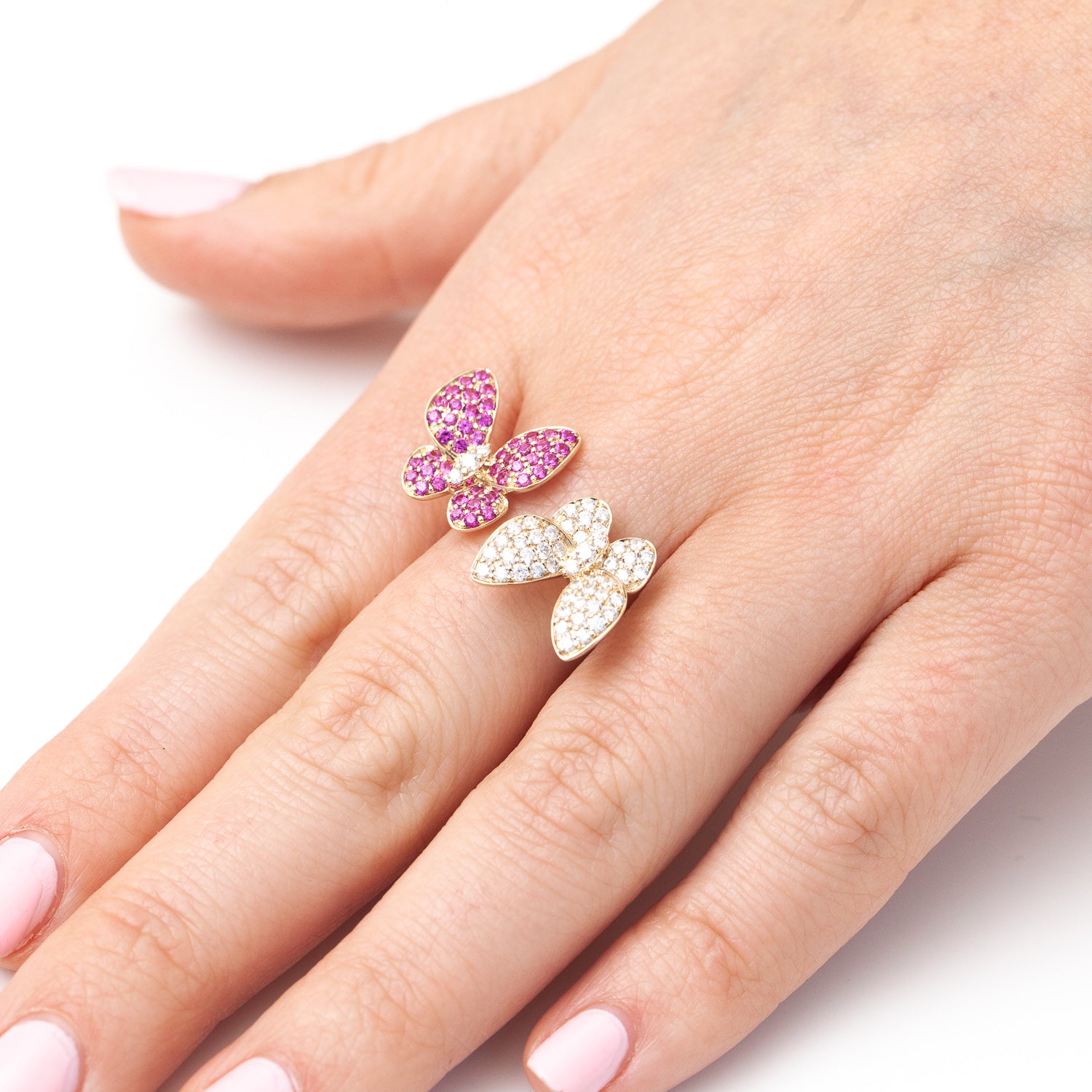Butterfly Kisses Ring Pink Ruby