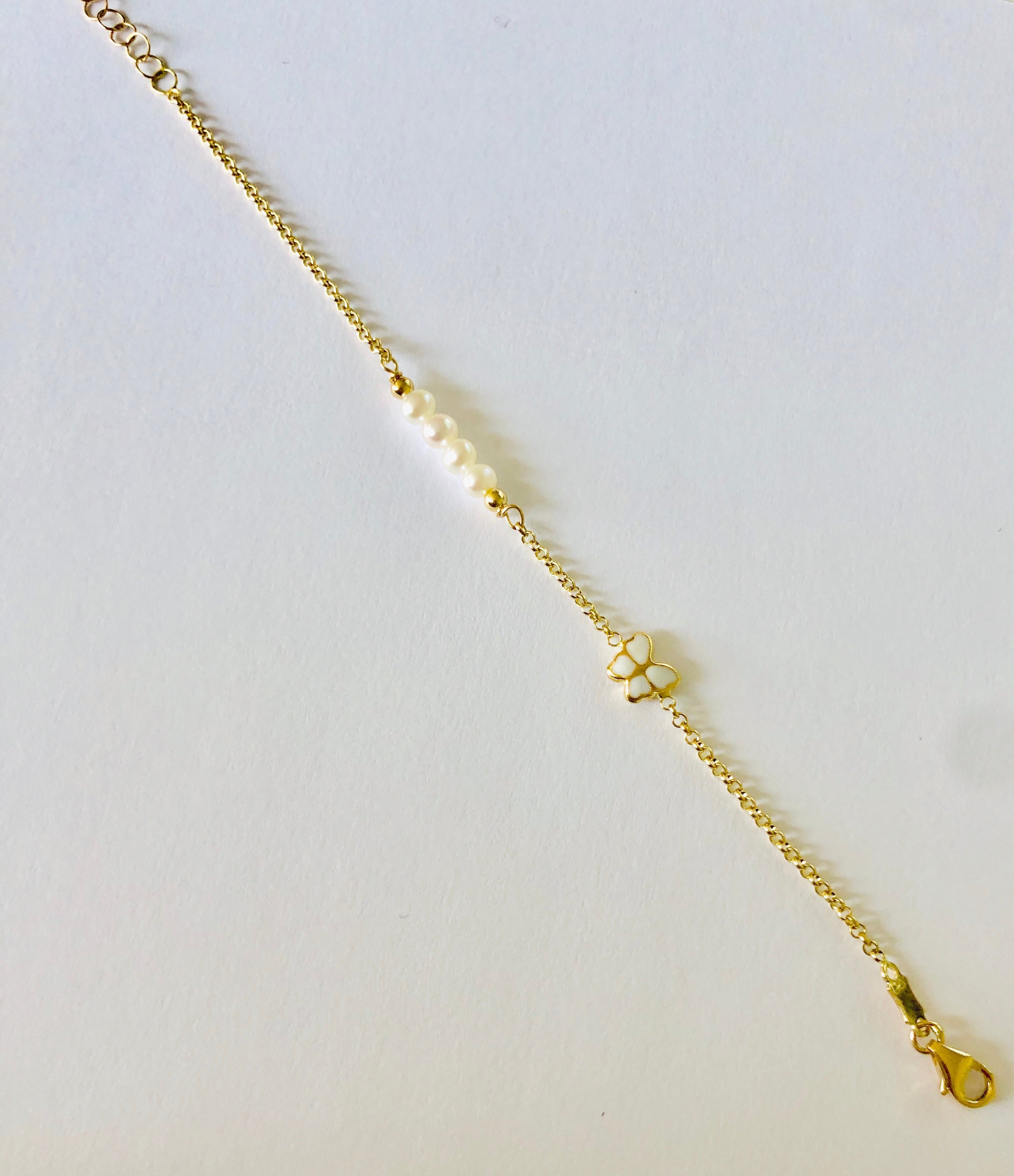 Pearl & Butterfly Baby Bracelet