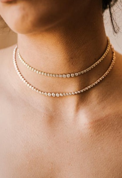 The Gabriela Graduated Bezel Paperclip Choker Necklace