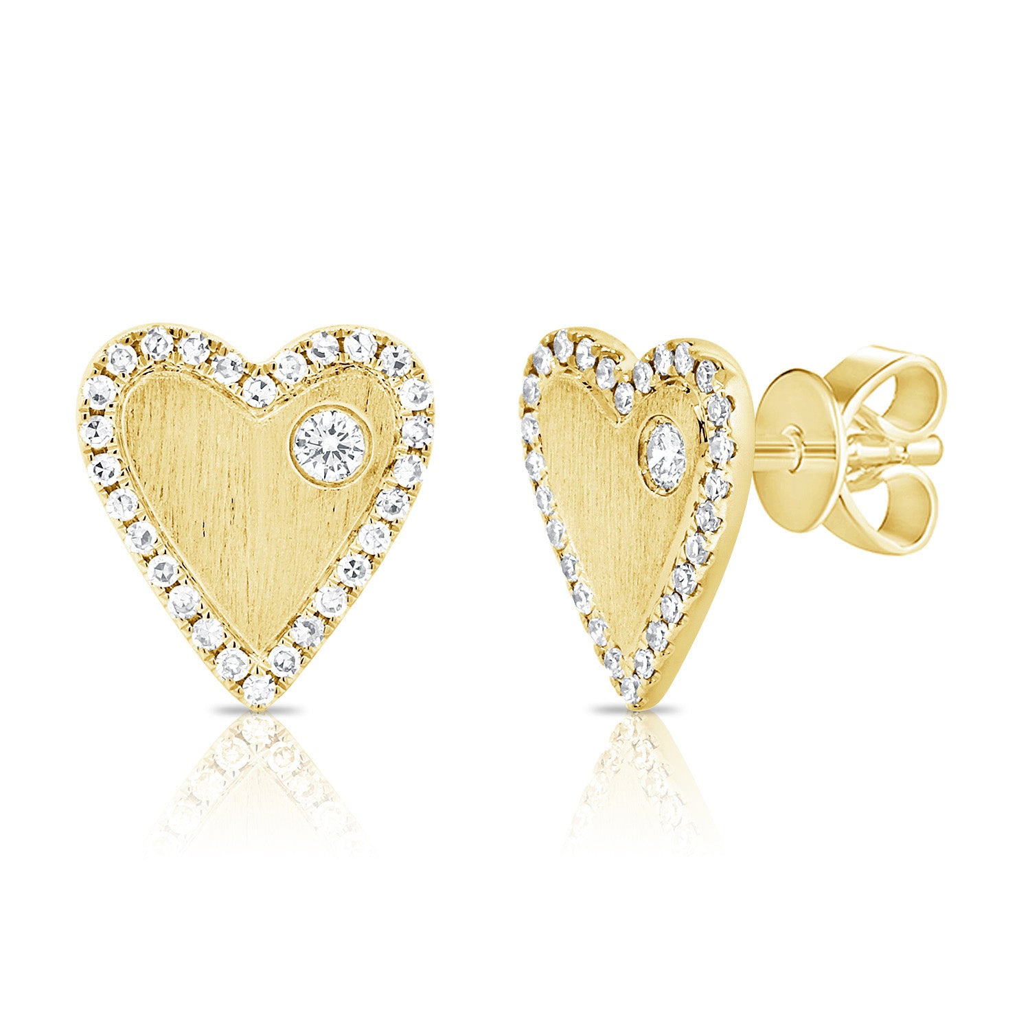 Gold & Diamond Heart Earrings