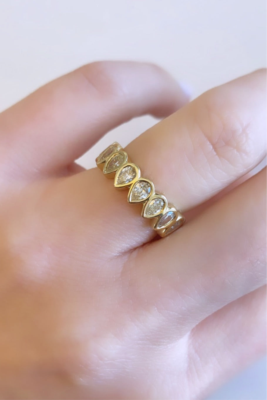 Bezeled Pear Eternity Band