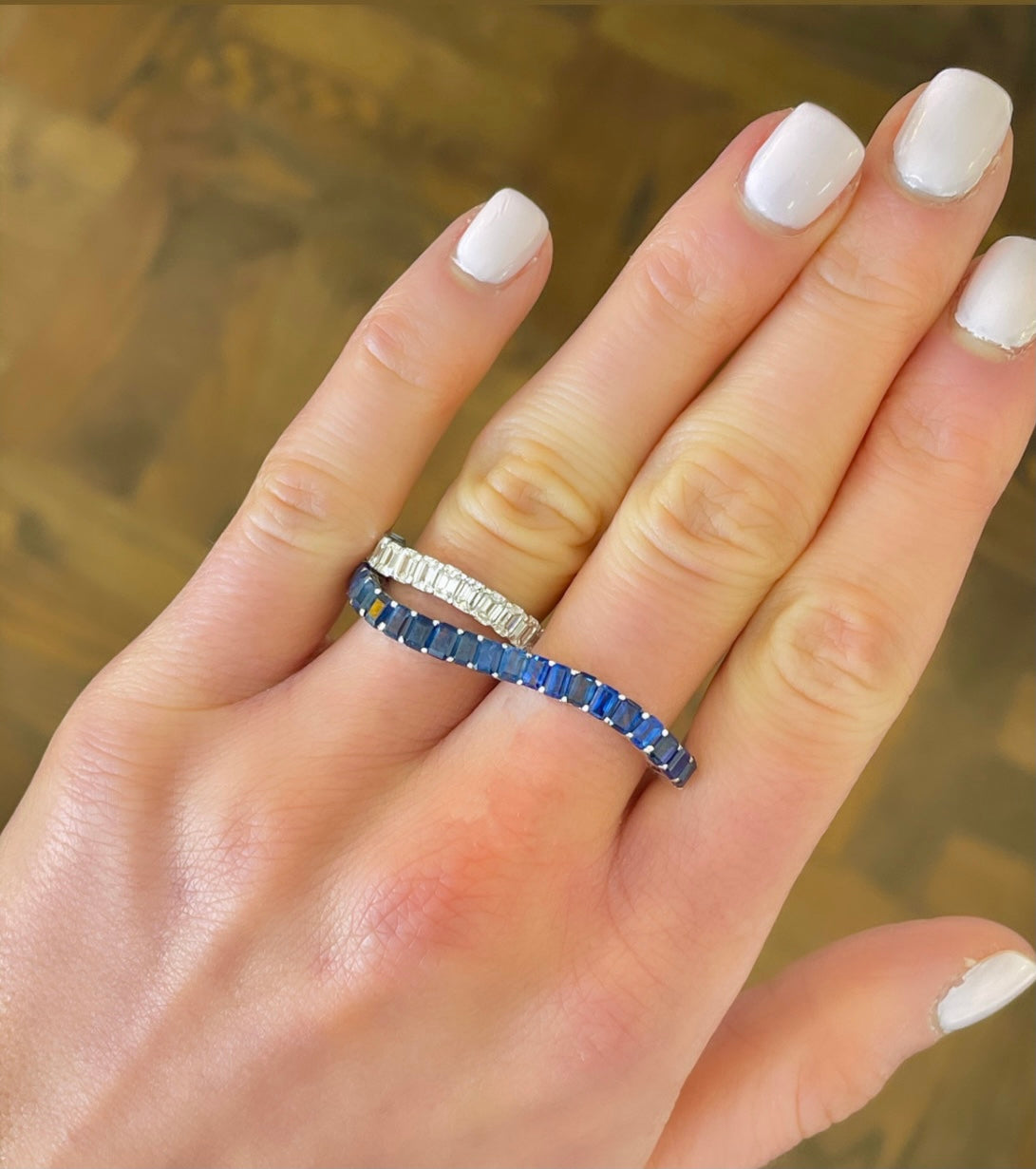 Colored Diamond Row Ring