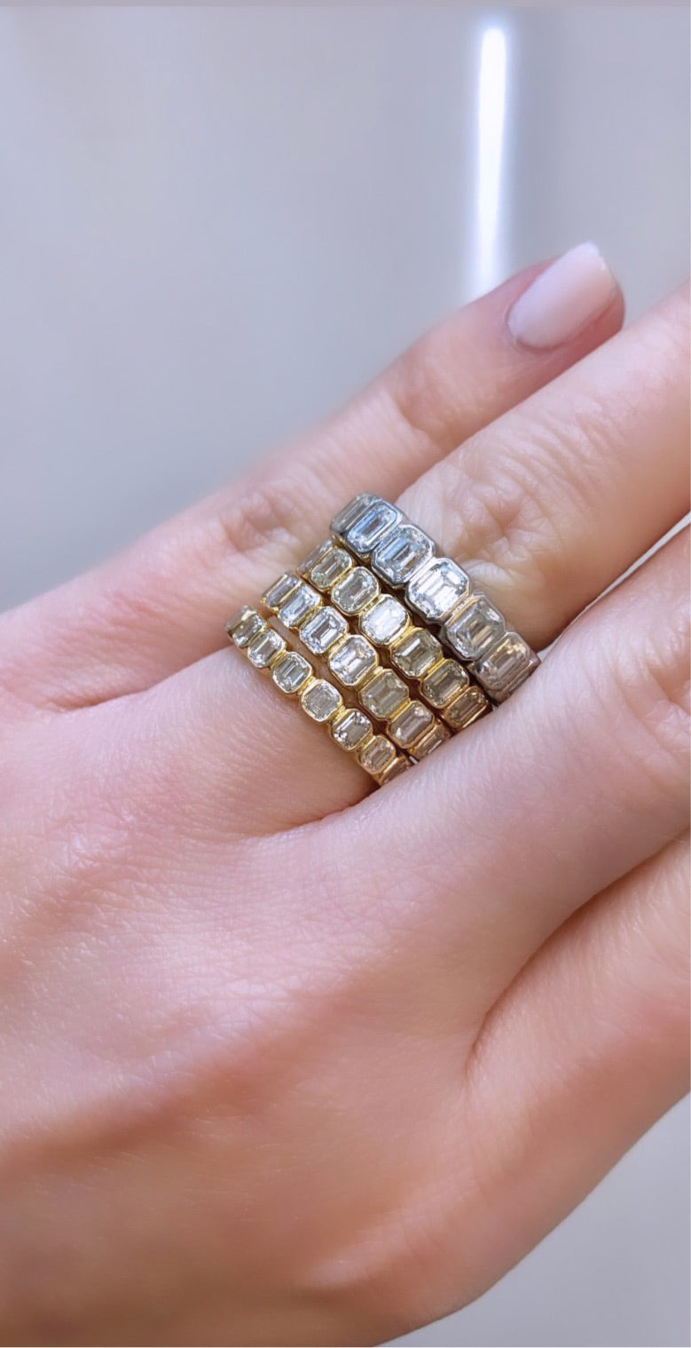 Bezeled Emerald Eternity Band