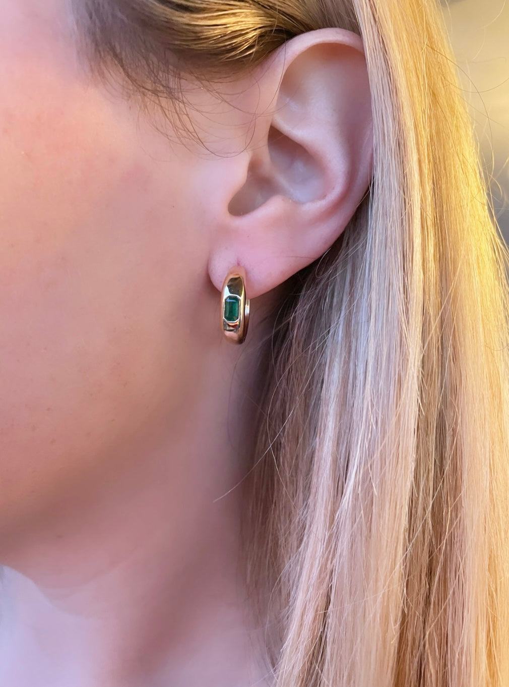 Emerald Pillow Hoops