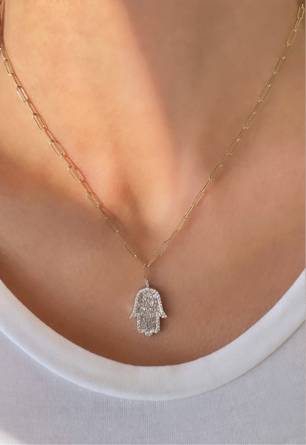 Hamsa Paperclip  Necklace