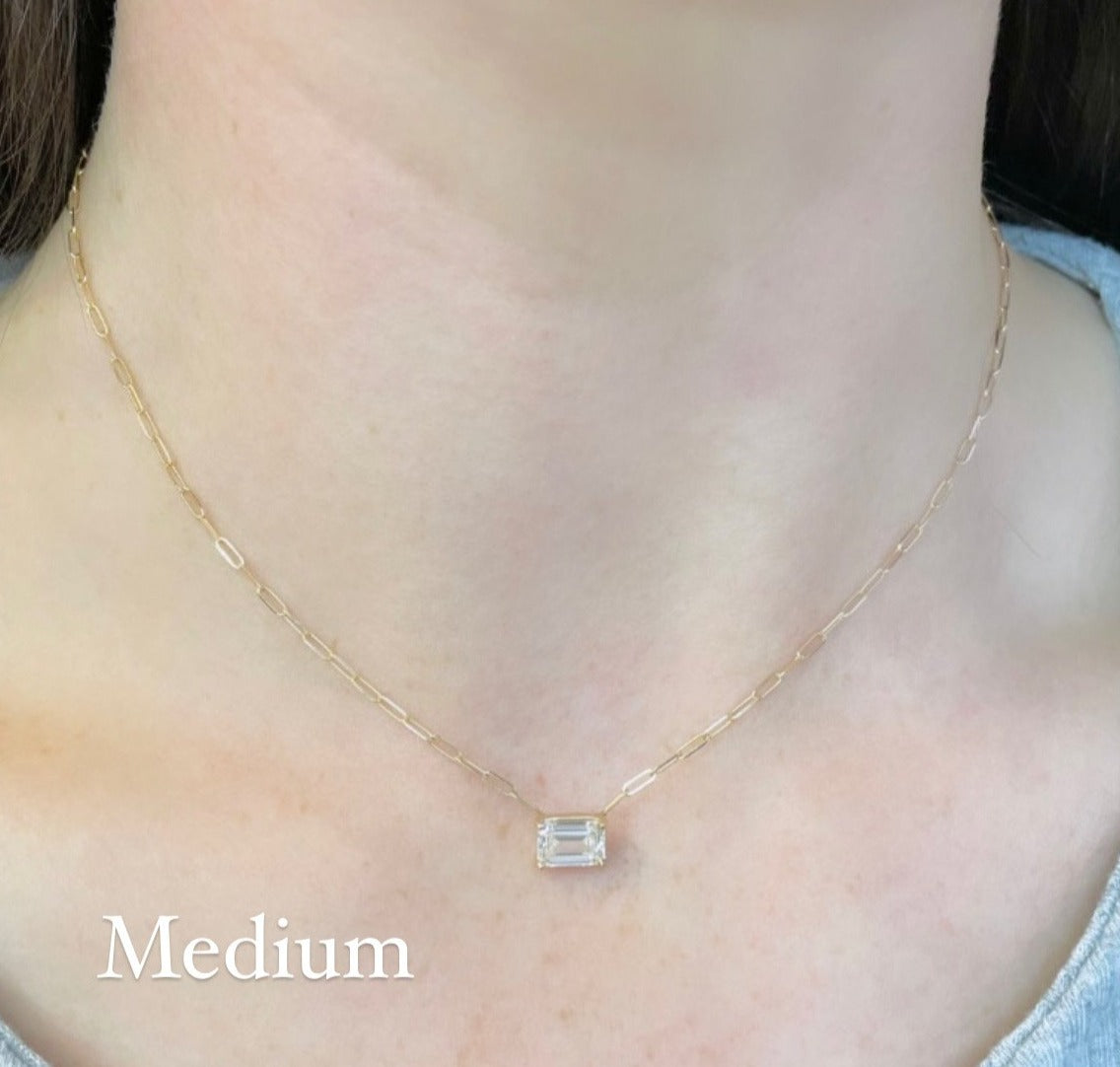 Full Cut Emerald Paperclip Necklace