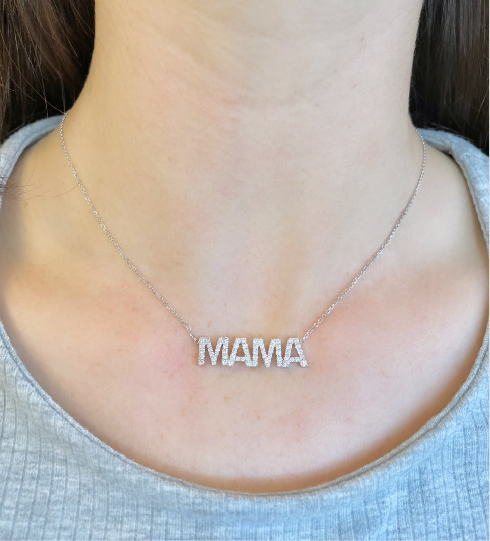 Mama Block Paperclip Necklace