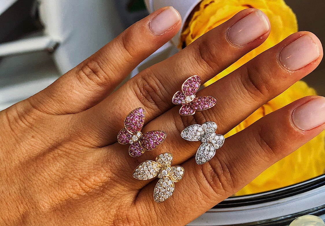 Butterfly Kisses Ring Pink Ruby