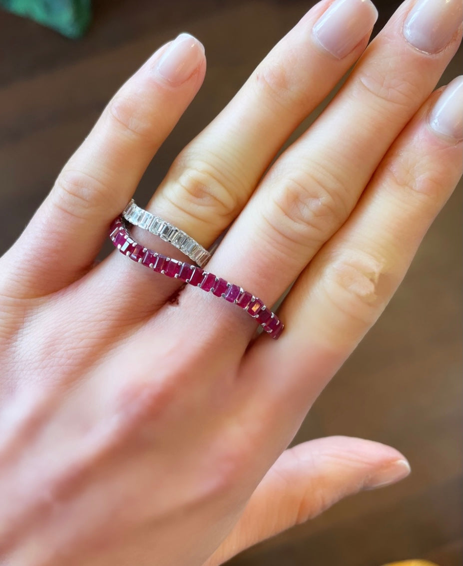 Colored Diamond Row Ring