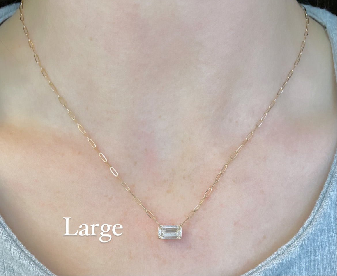 Full Cut Emerald Paperclip Necklace