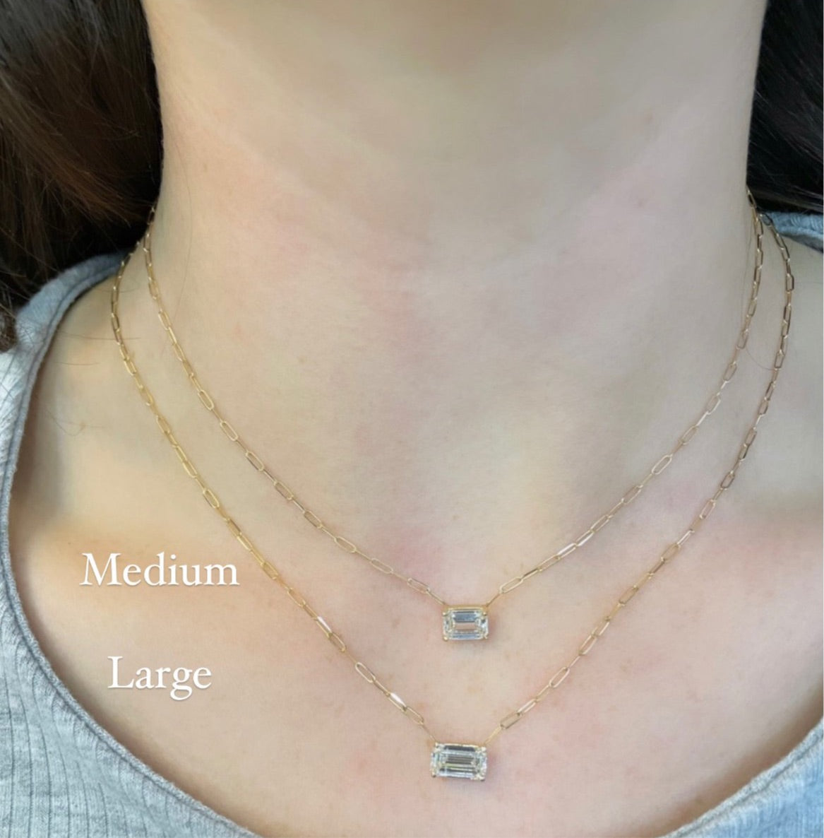 Full Cut Emerald Paperclip Necklace