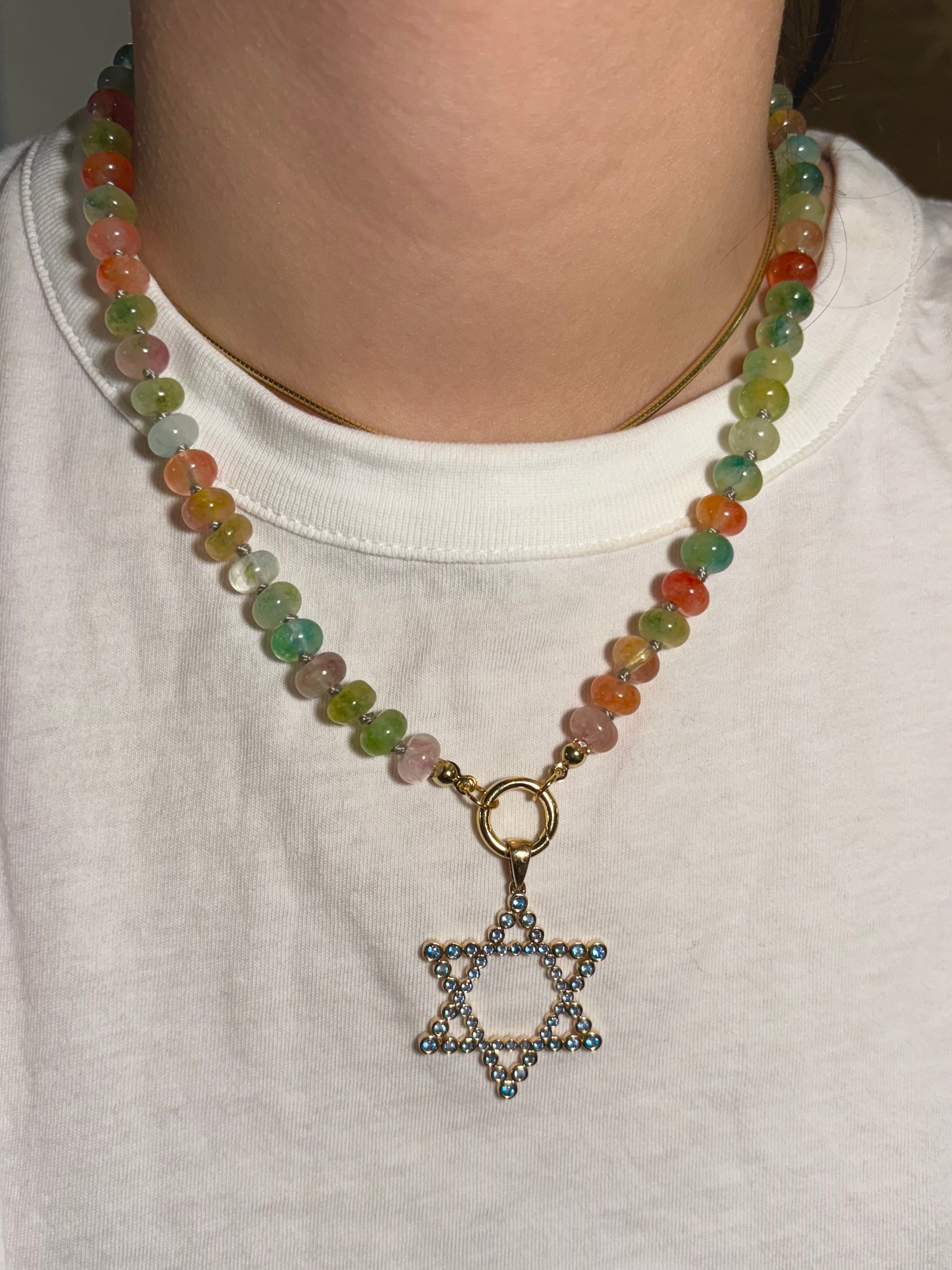 The Shoshanna Mazel Necklace on Chunky Gemstone Chain (Mix & Match Options)