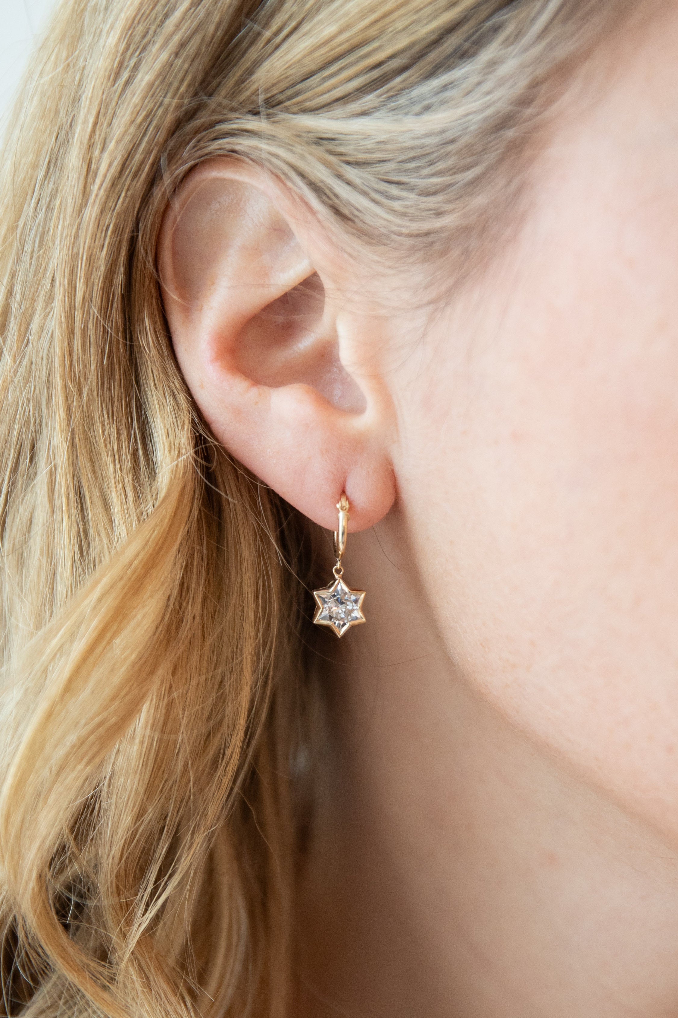 The Ray of Mazel Drop Bezel Earrings