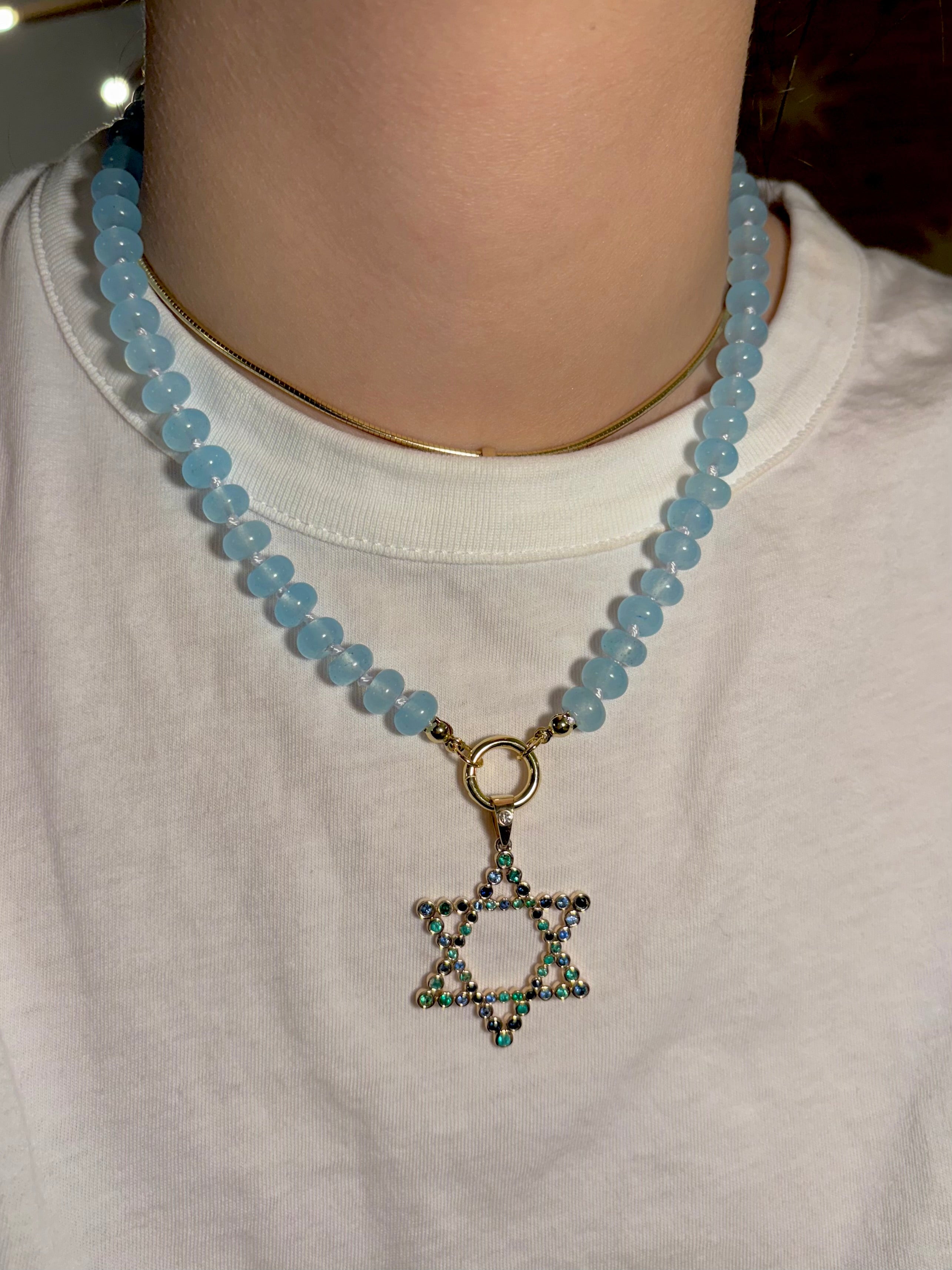 The Shoshanna Mazel Necklace on Chunky Gemstone Chain (Mix & Match Options)