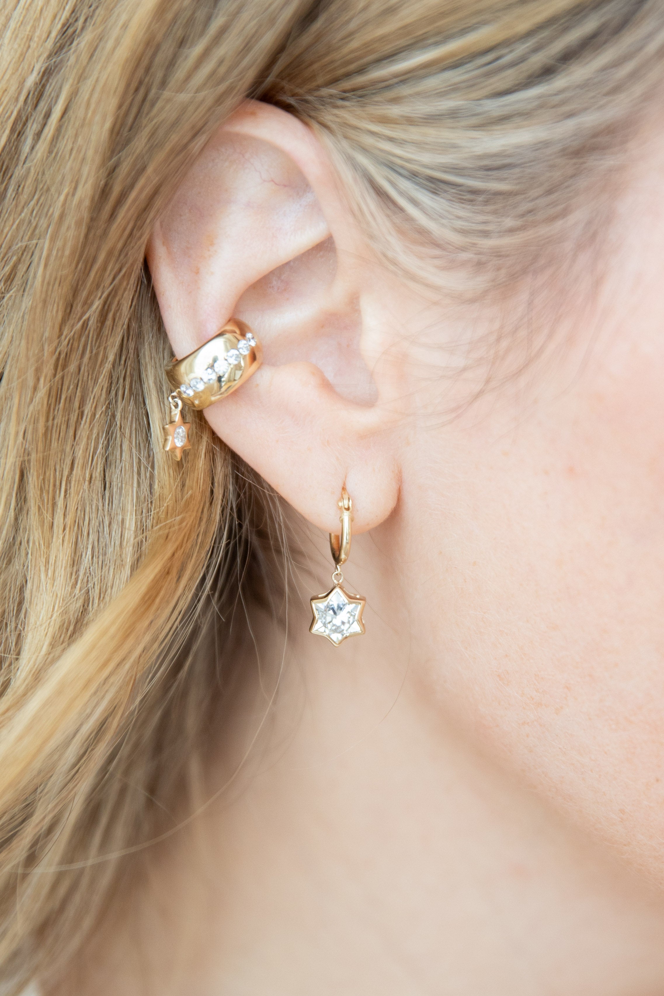 The Ray of Mazel Drop Bezel Earrings