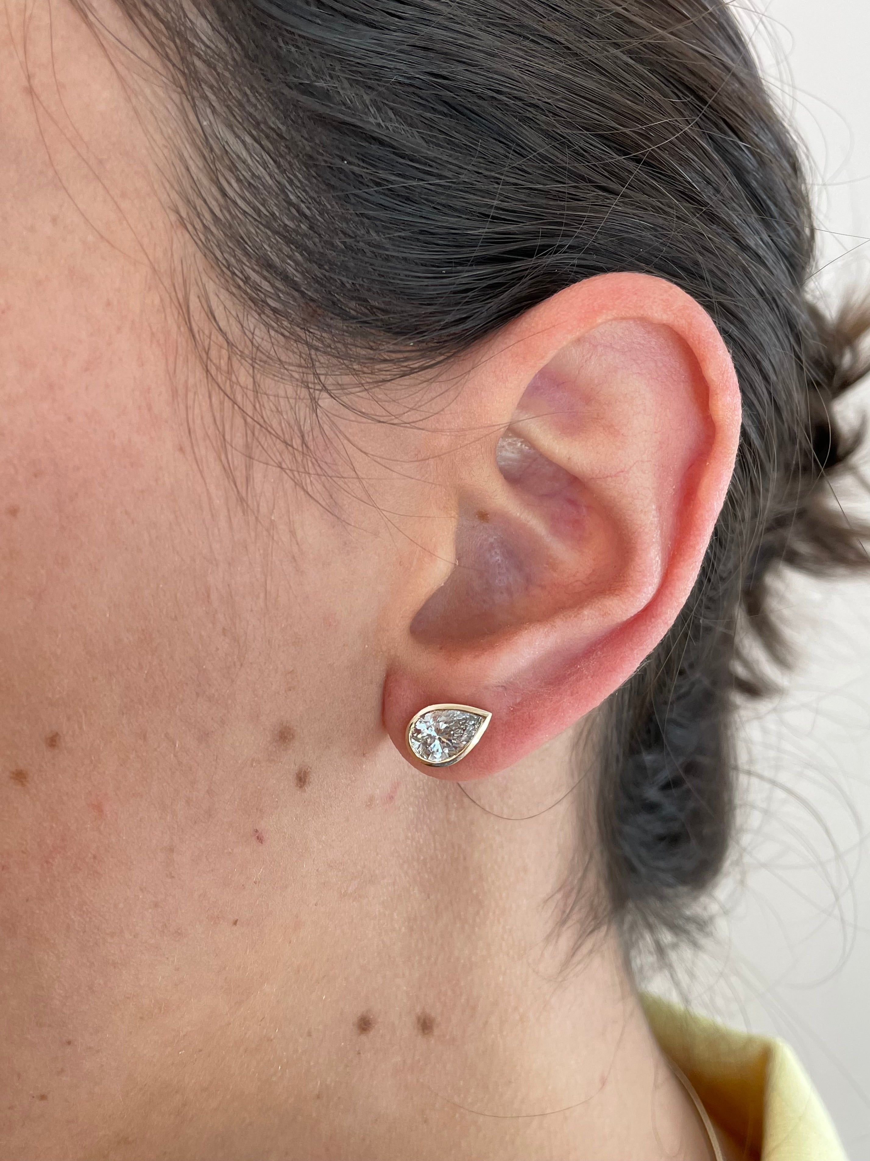 The Ray Pear Bezeled Studs