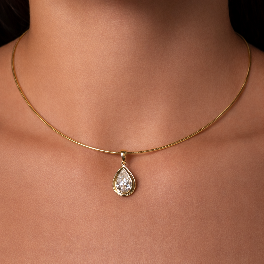 The Ray Pear Drop Charm on Chain