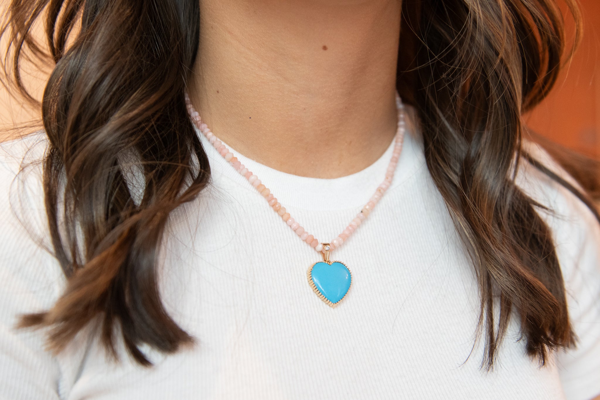 The Full Moon Heart Charm in Turquoise