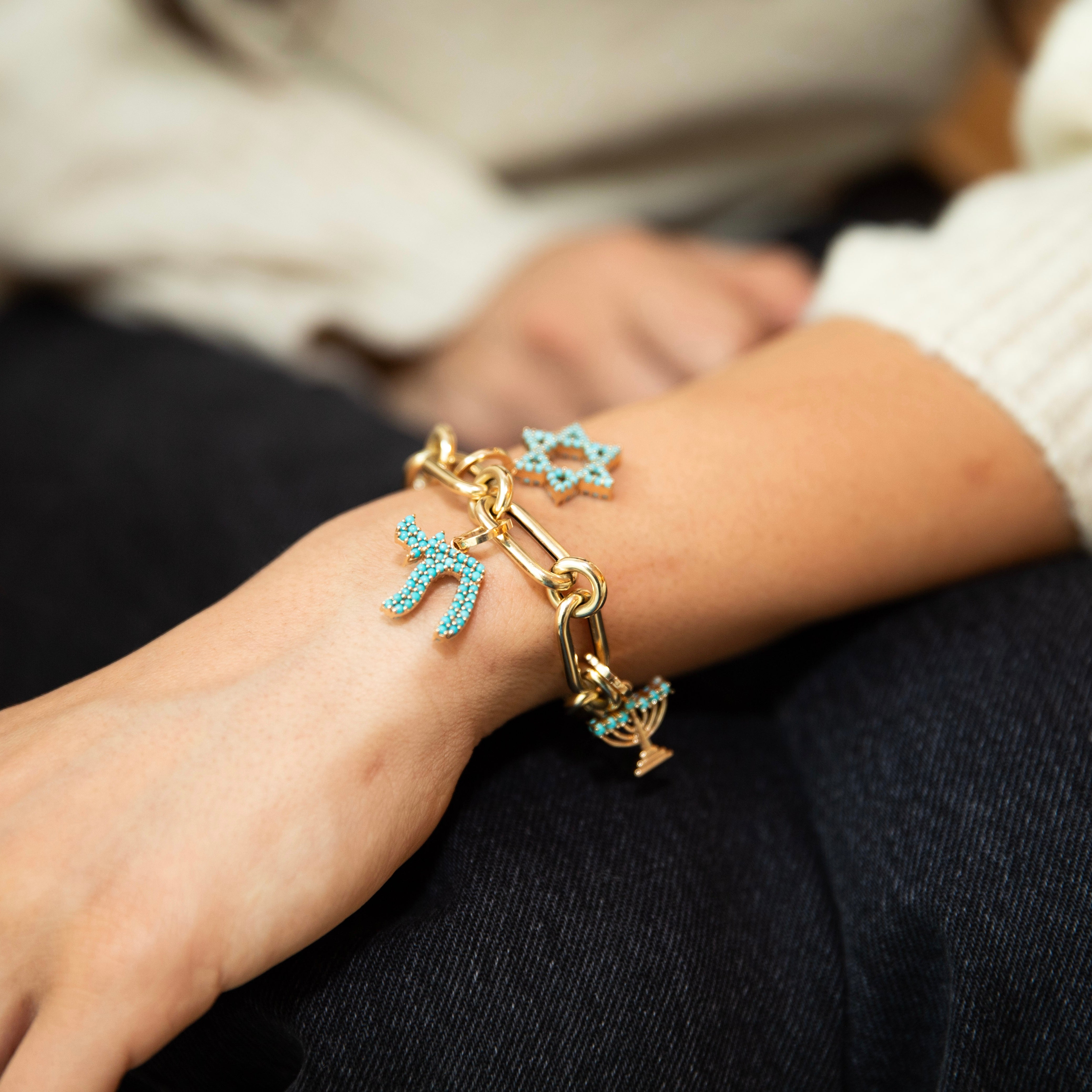 The Turquoise Mazel Charm Bracelet