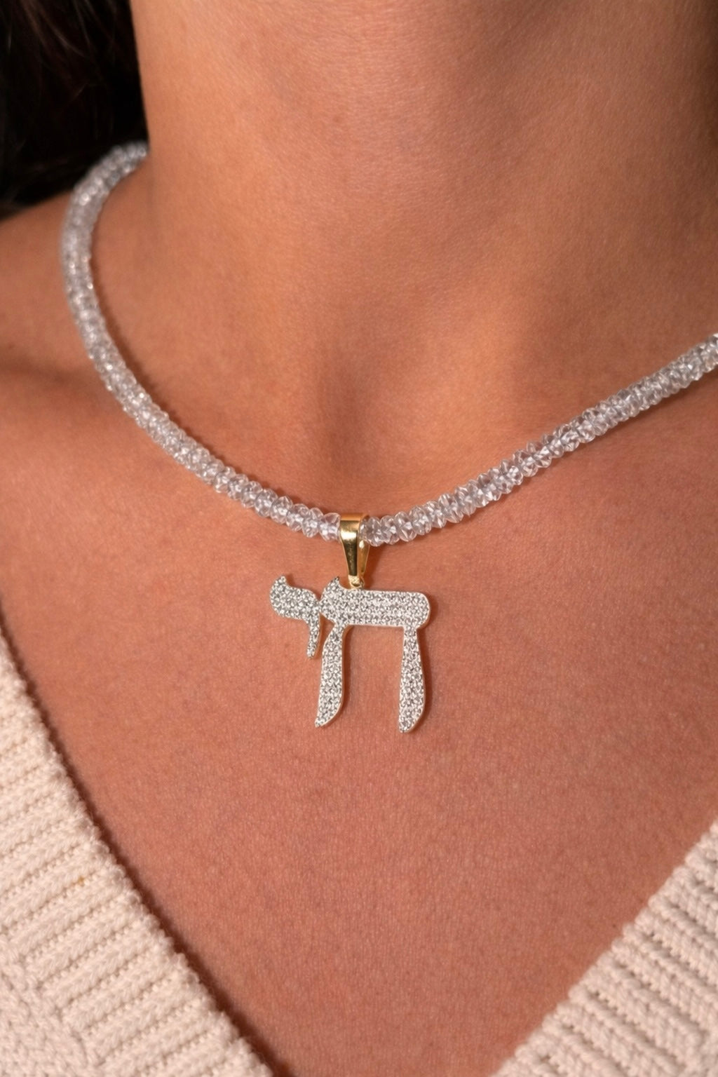 The Big Mamaleh L'Chaim Necklace on Colorful Gemstone Chain