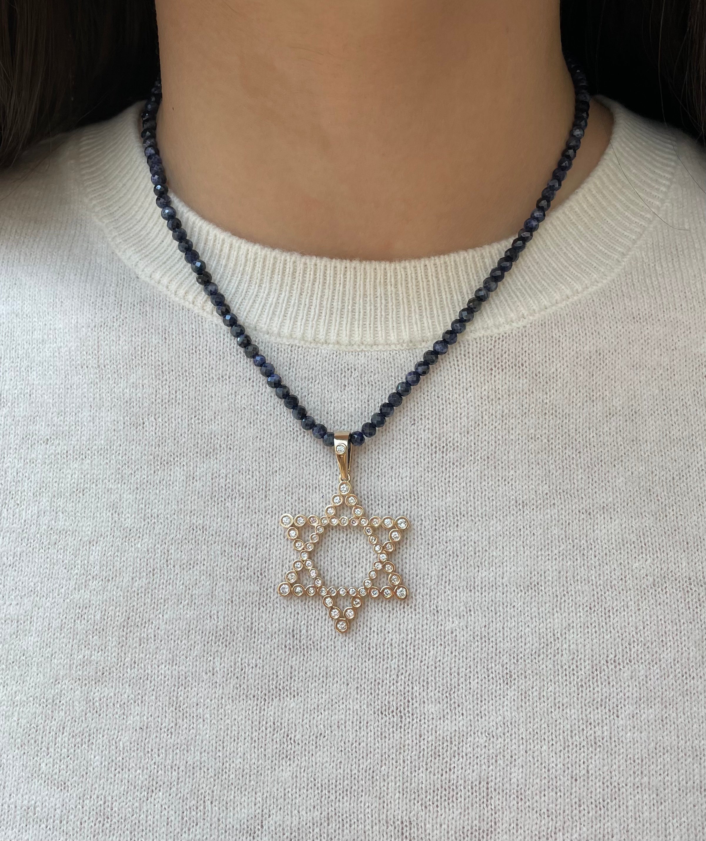 The Shoshanna Mazel Necklace on Colorful Gemstone Chain (Mix & Match Options)