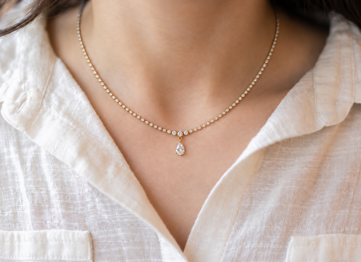 The Pear Drop Tennis Necklace