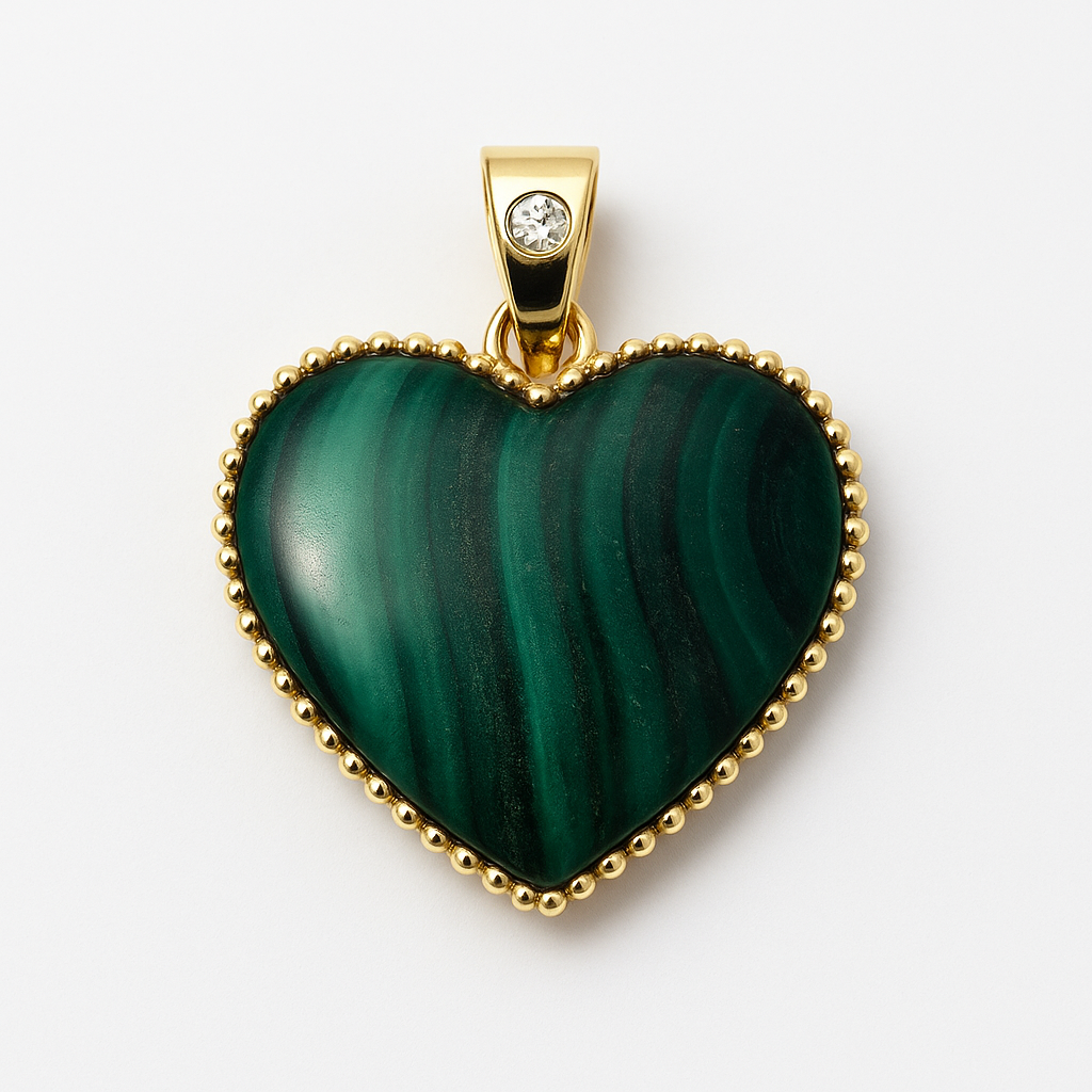 The Full Moon Heart Charm in Malachite