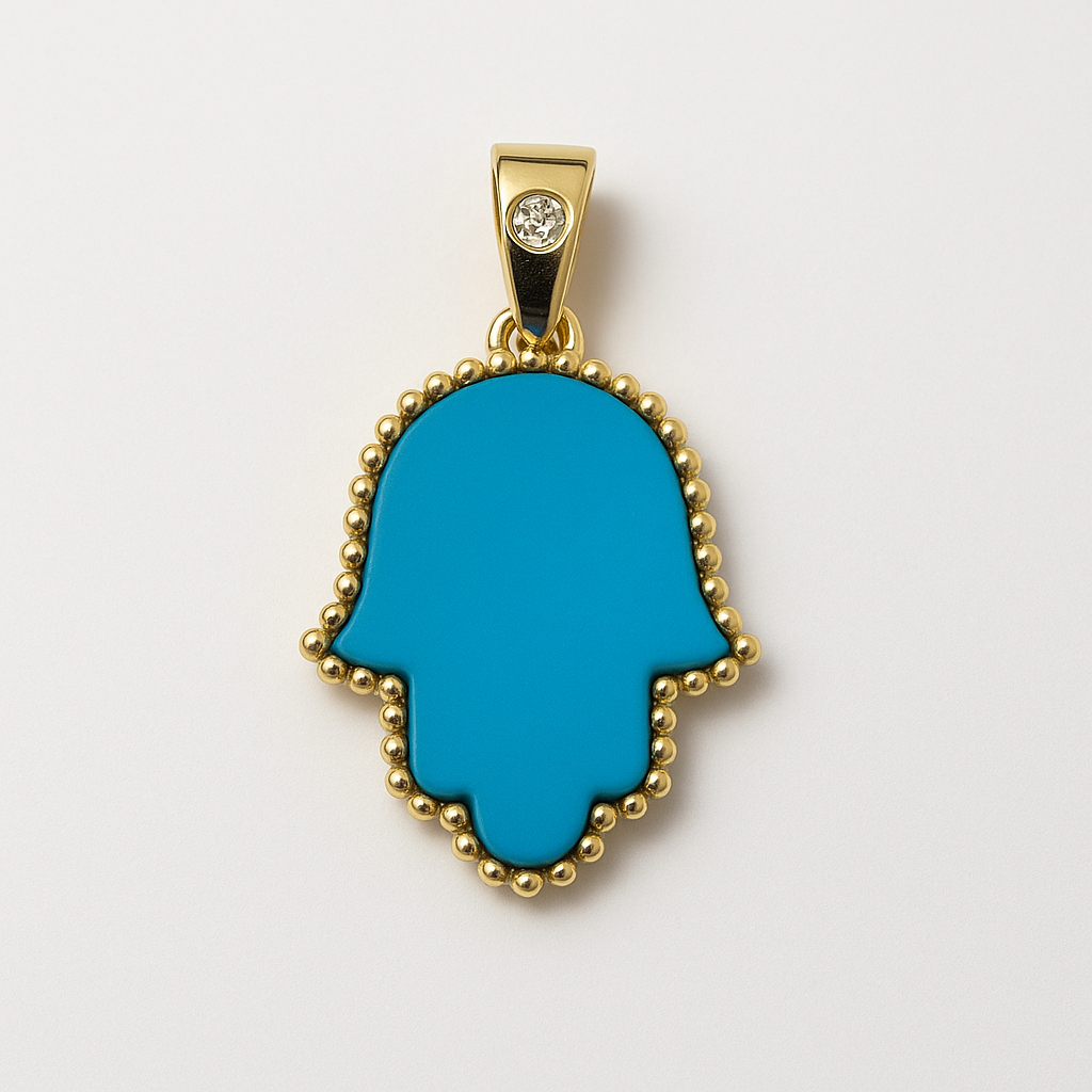 The Full Moon Hamsa Charm in Turquoise