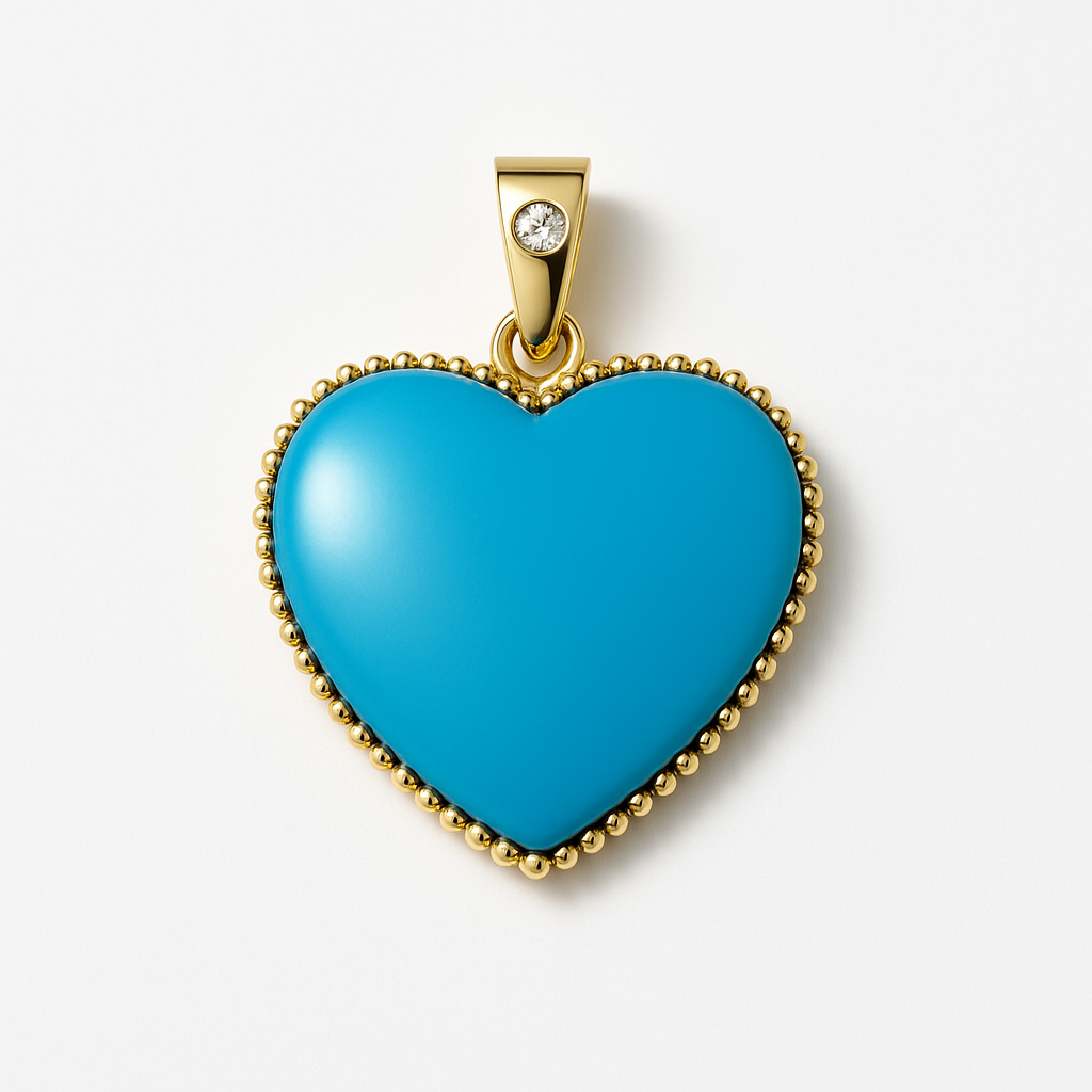 The Full Moon Heart Charm in Turquoise